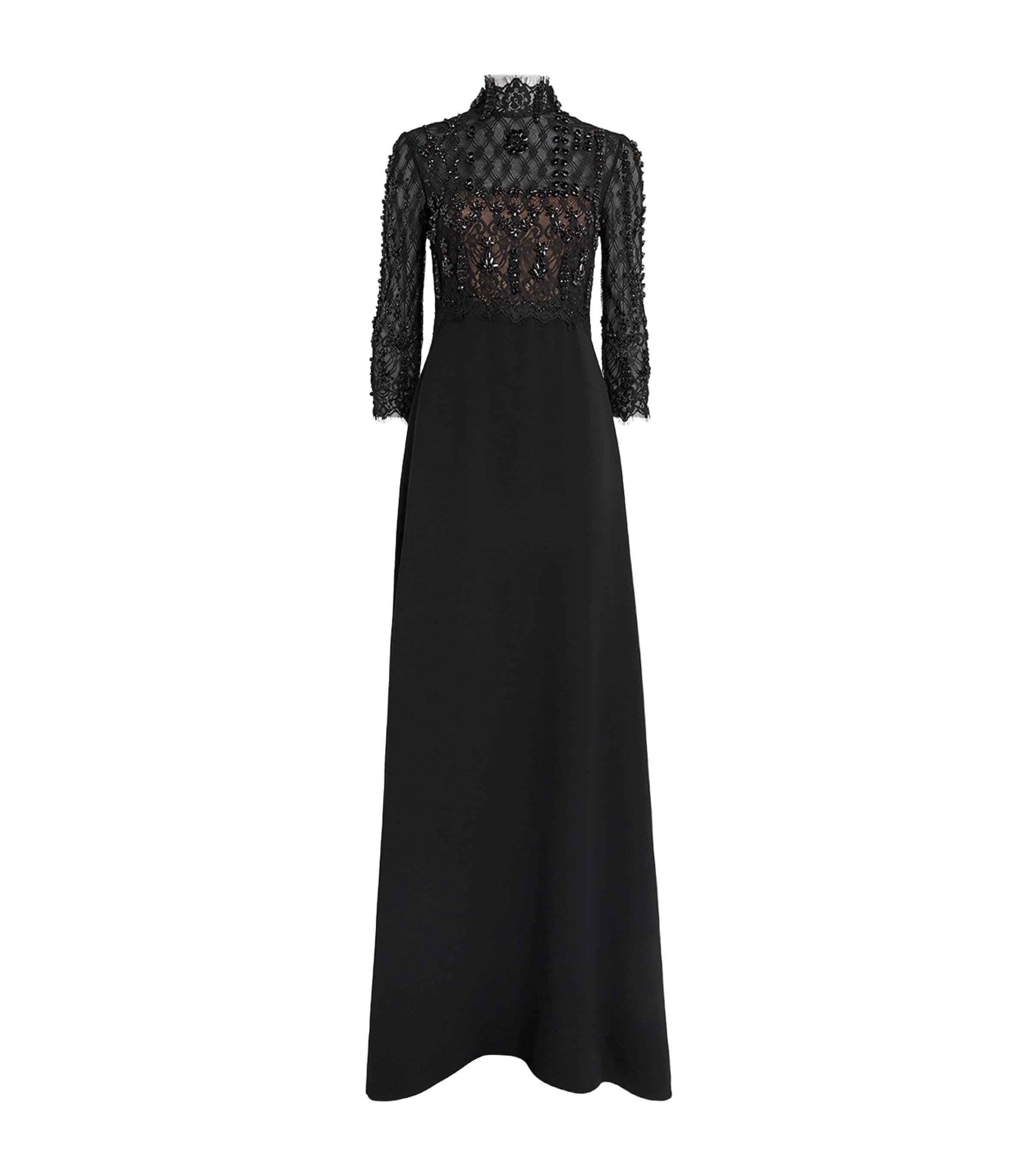 Costarellos Womens Embellished Crepe Brona Gown Black