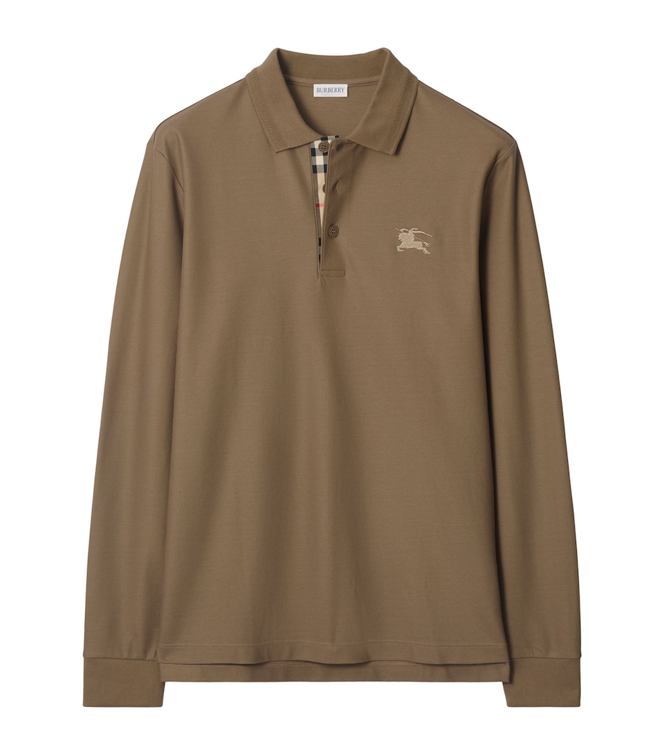 Cotton Long-Sleeve Polo Shirt