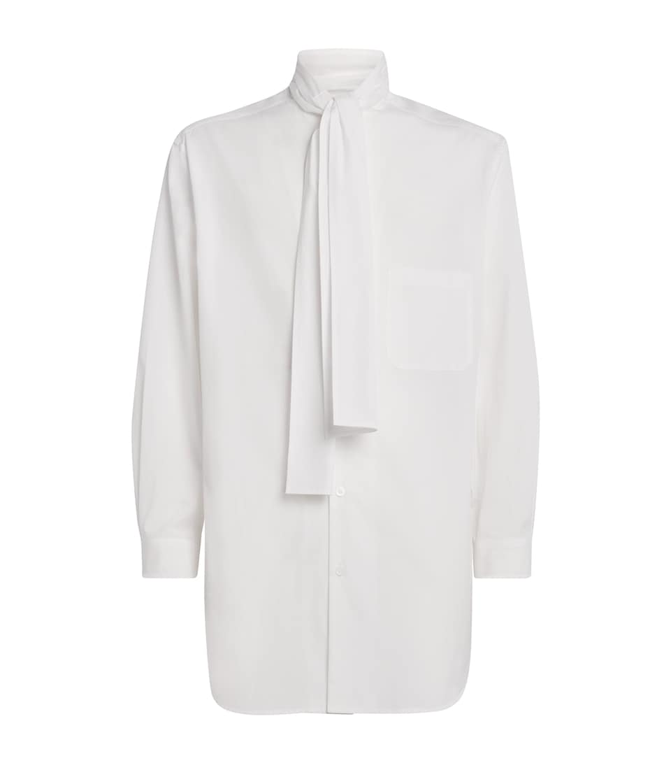 Cotton Scarf-Collar Shirt