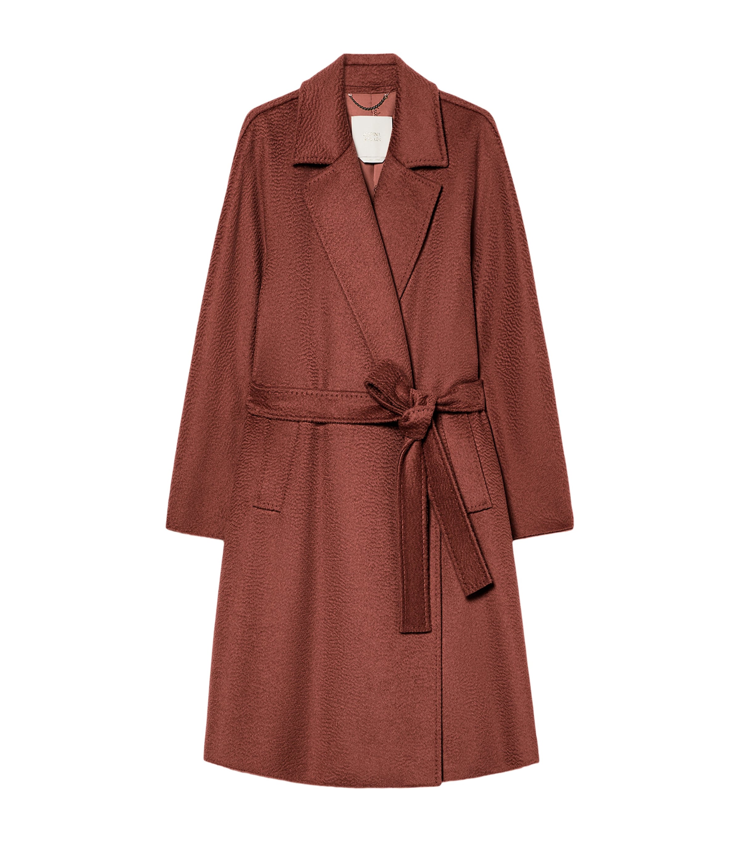 Marina Rinaldi Womens Camel Wool Wrap Coat Brick Red