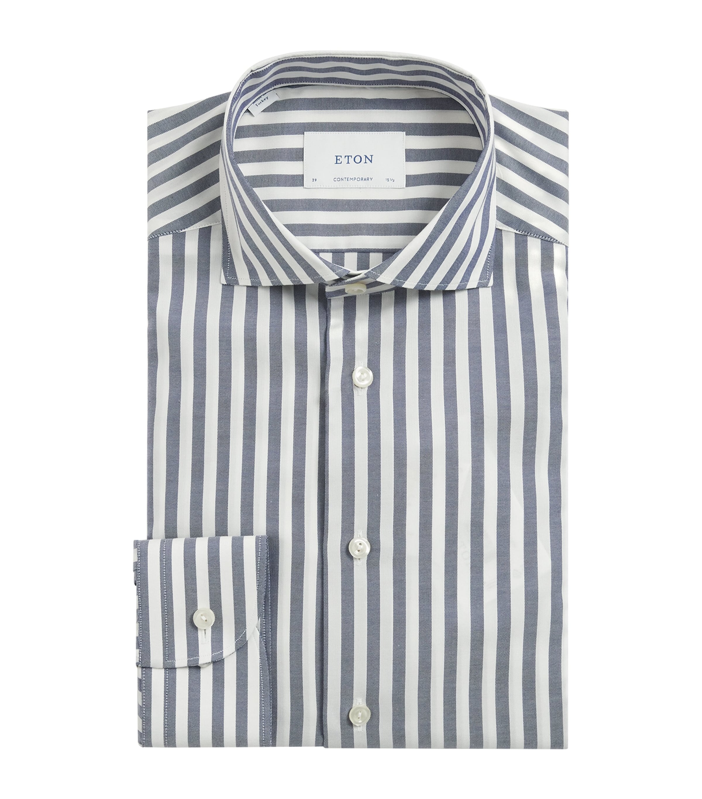 Eton Mens Cotton Bengal Stripe Shirt Navy Blue
