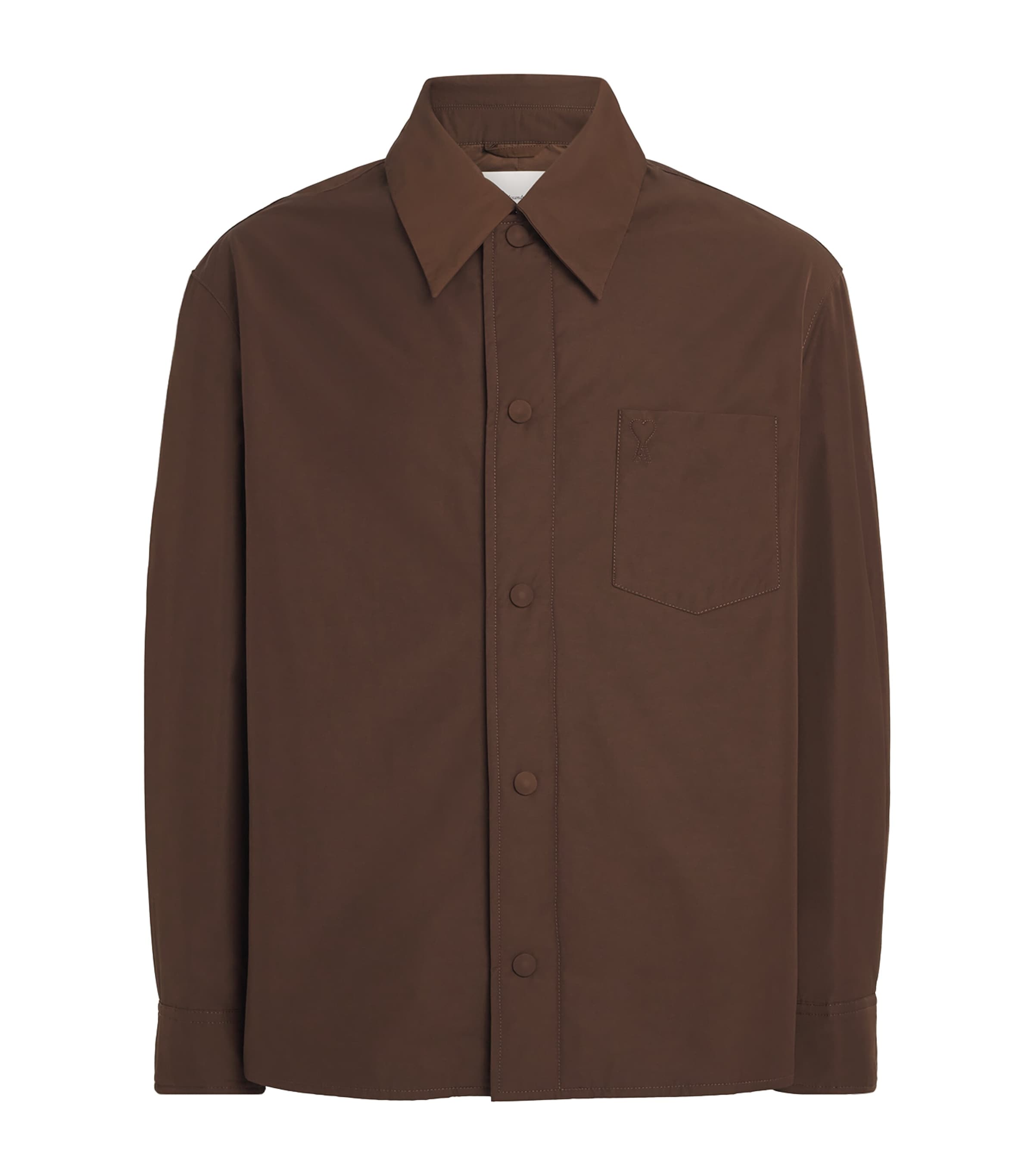AMI Paris Mens Ami de Coeur Padded Overshirt Marron Chocolat