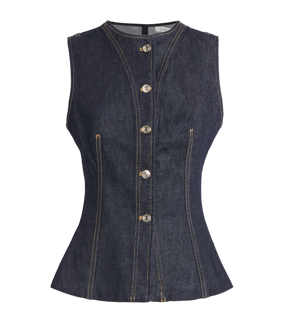 FRAME Womens The Form Denim Vest Rinse