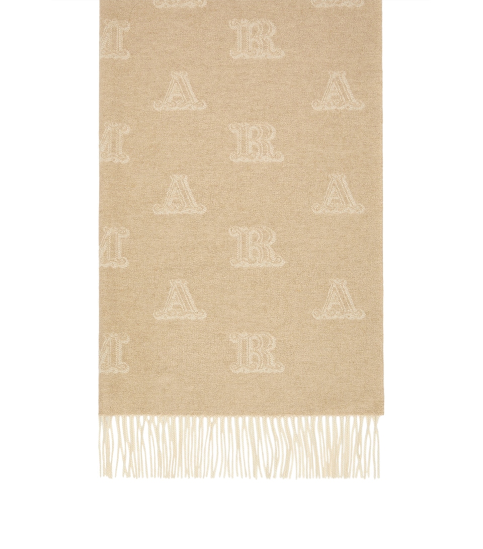 Max Mara Cashmere Monogram Scarf Beige