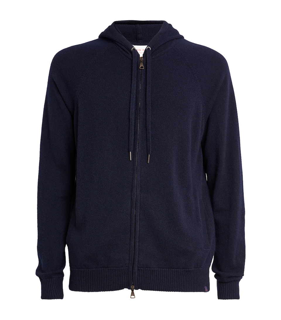 Derek Rose Mens Cashmere Finley Zip-Up Hoodie Nav/navy