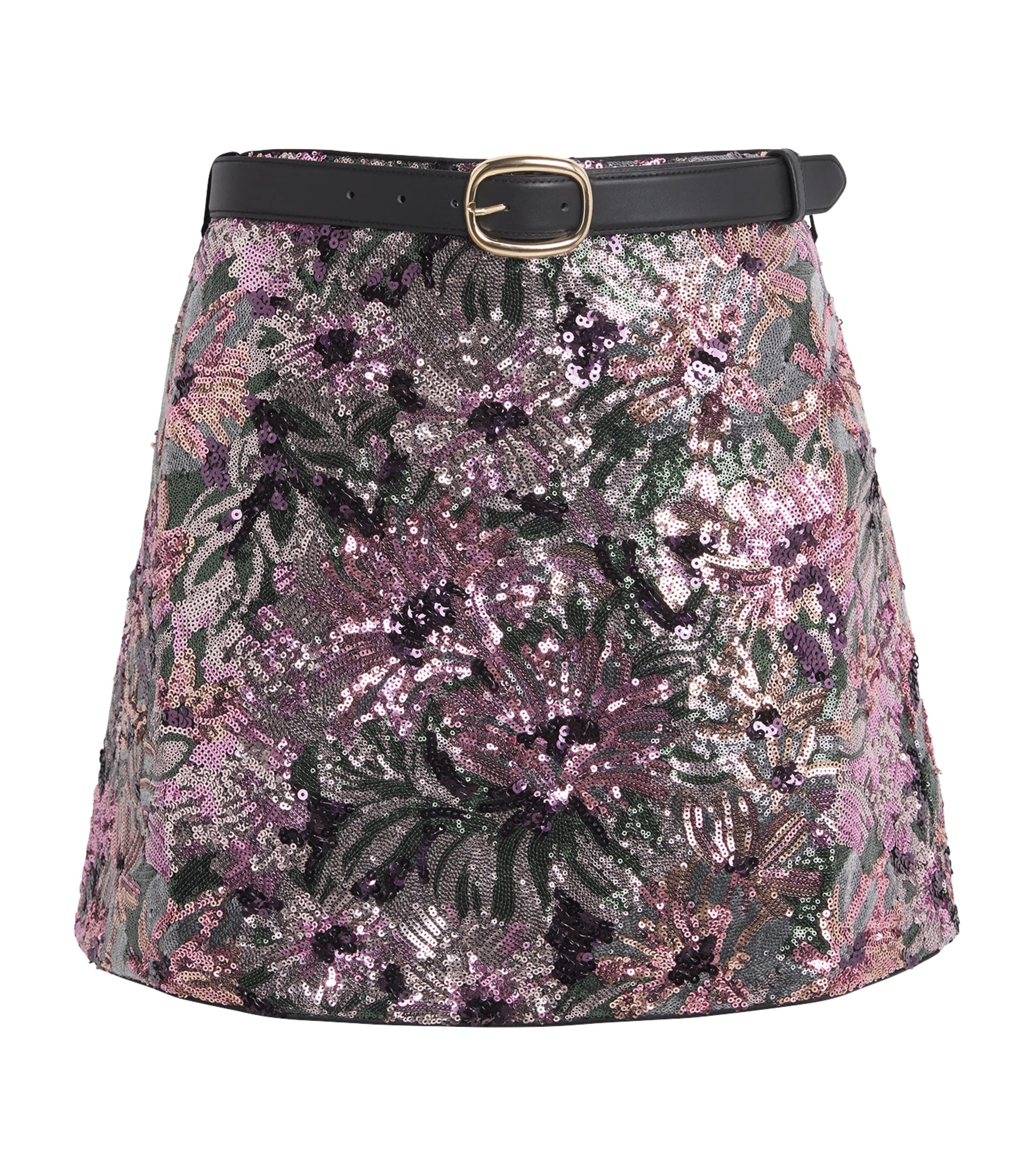 Sequin Floral Mini Skirt