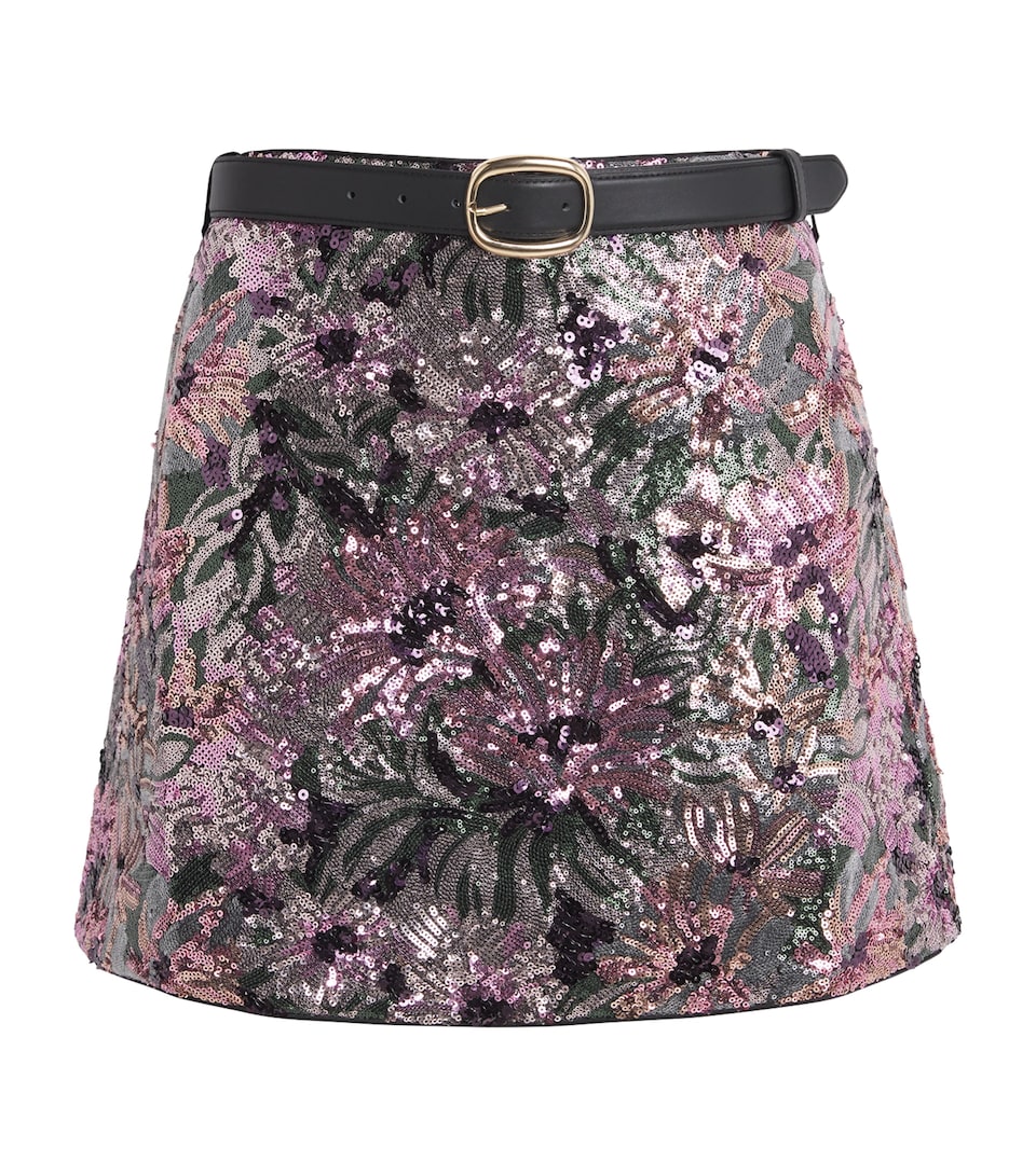 Sequin Floral Mini Skirt