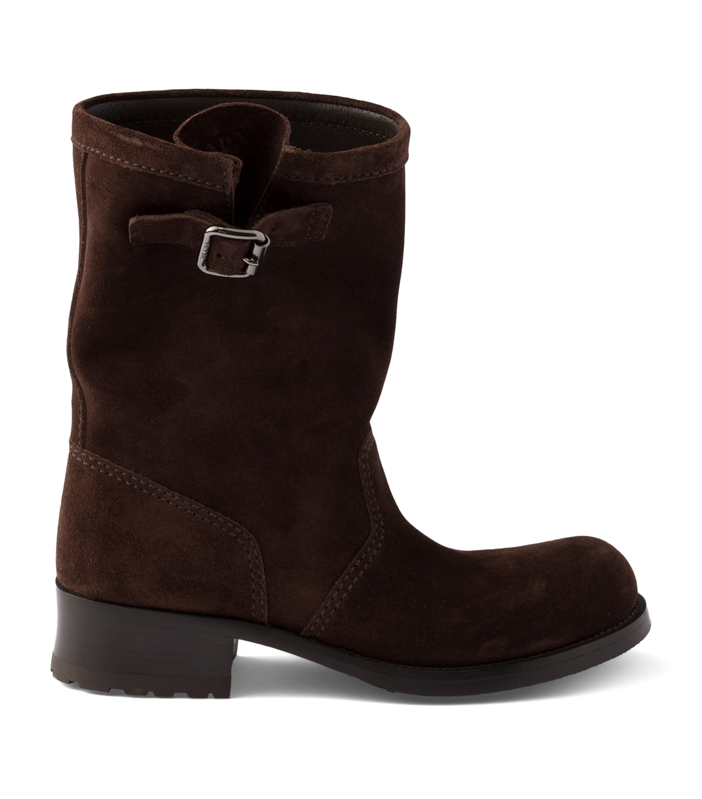 Prada Womens Suede Biker Boots Brown