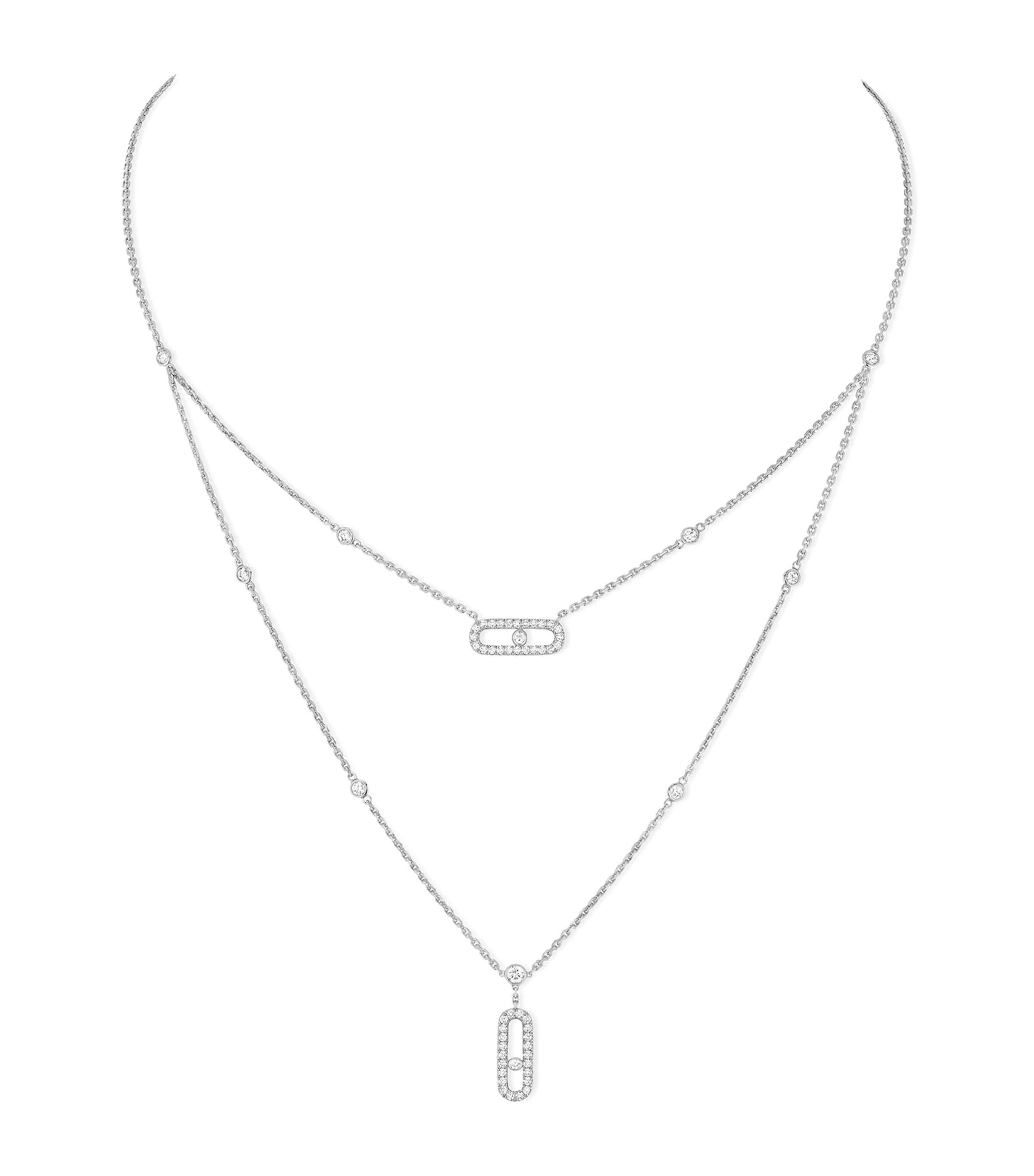 White Gold and Diamond Move Uno Necklace
