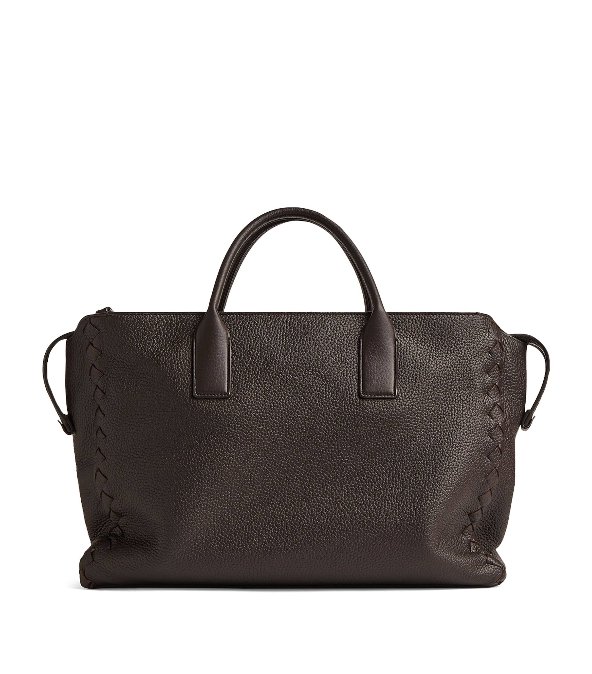 Bottega Veneta Large Grained Leather Interview Briefcase