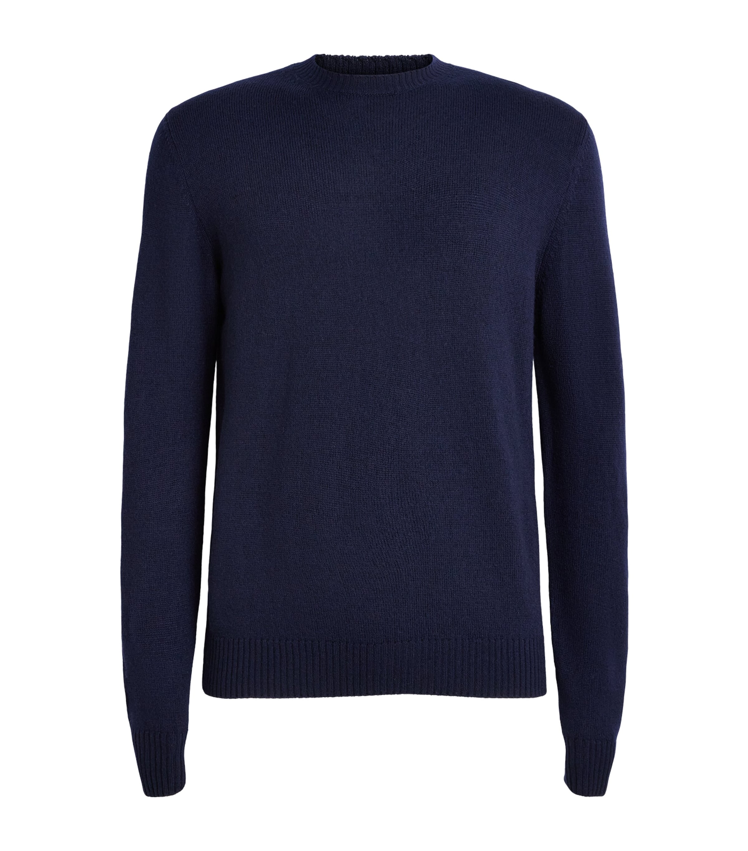 Corneliani Mens Virgin Wool-Blend Crew-Neck Sweater Navy Blue
