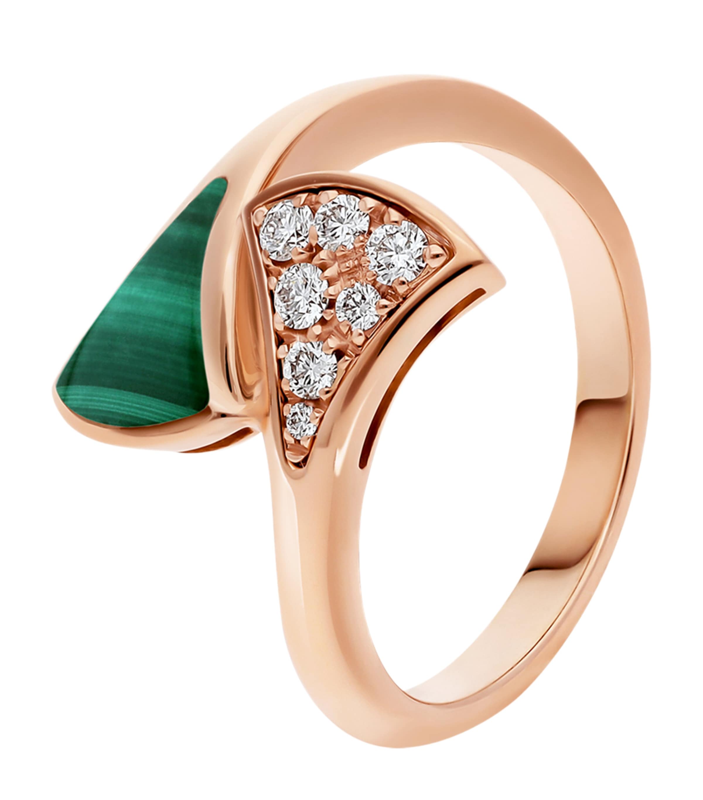 Rose Gold, Diamond and Malachite Divas' Dream Ring