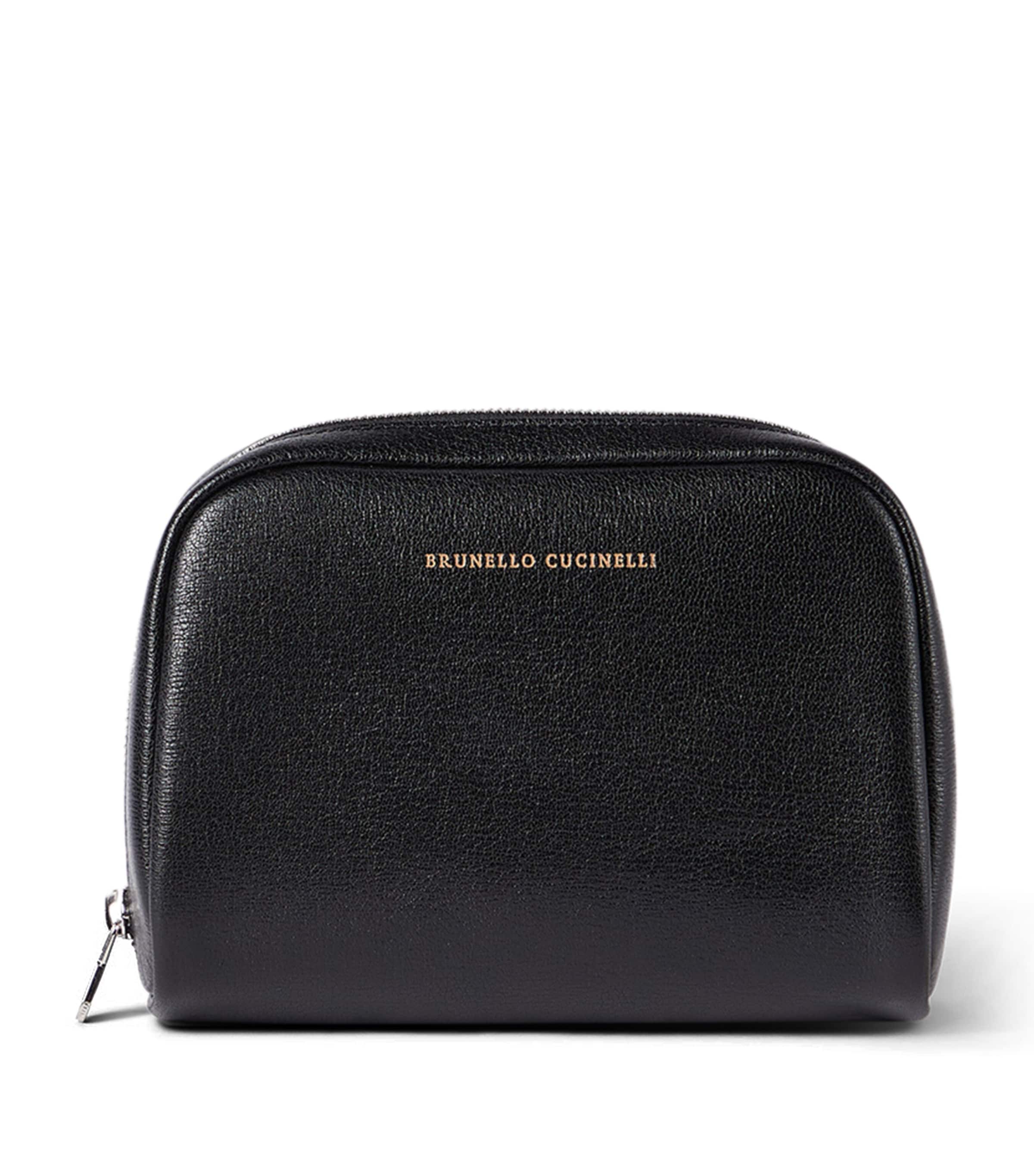 Brunello Cucinelli Leather Logo Zip-Up Case