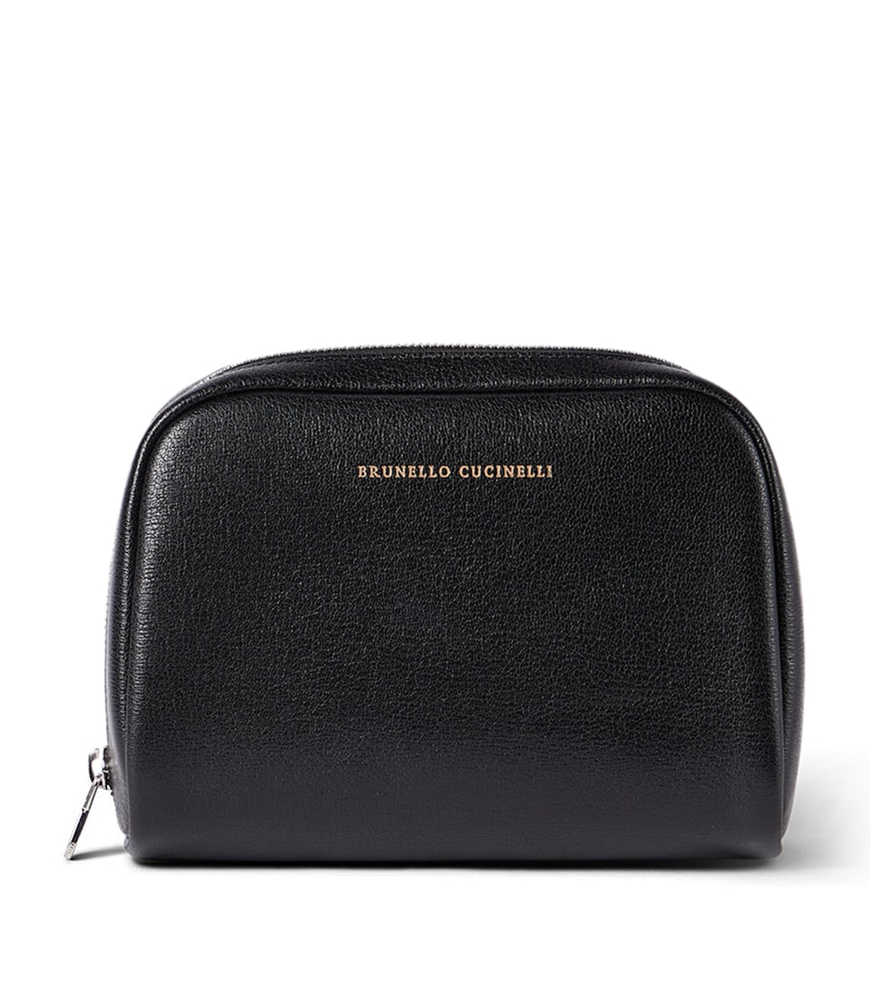 Brunello Cucinelli Leather Logo Zip-Up Case