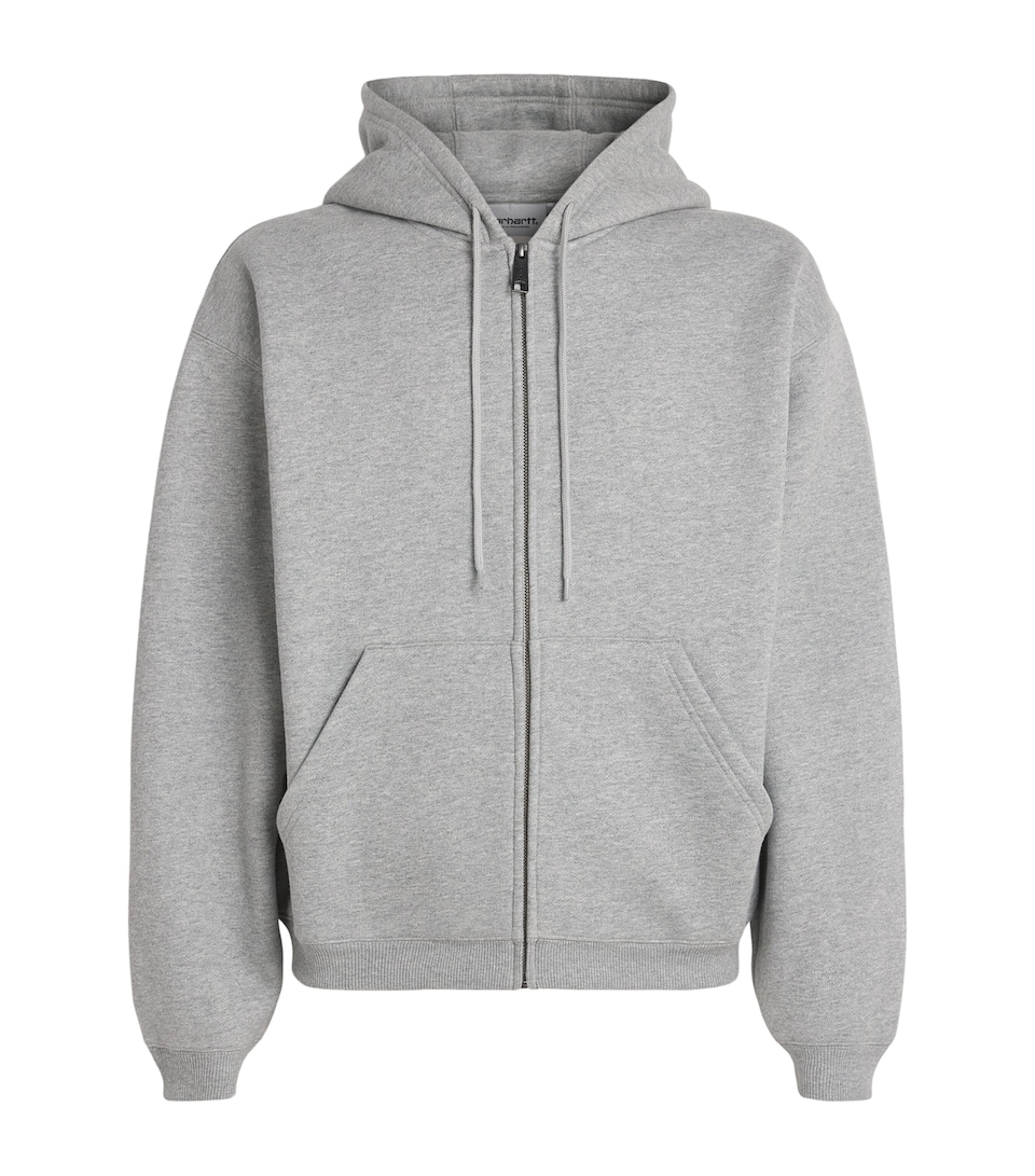 Carhartt WIP Mens Logo Ebbert Hoodie Grey Heather/wht