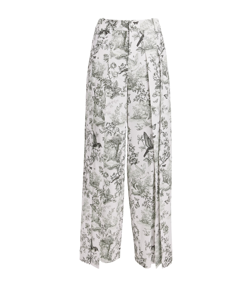 Alice+Olivia Womens Linen-Blend Printed Blaire Trousers Daybreak