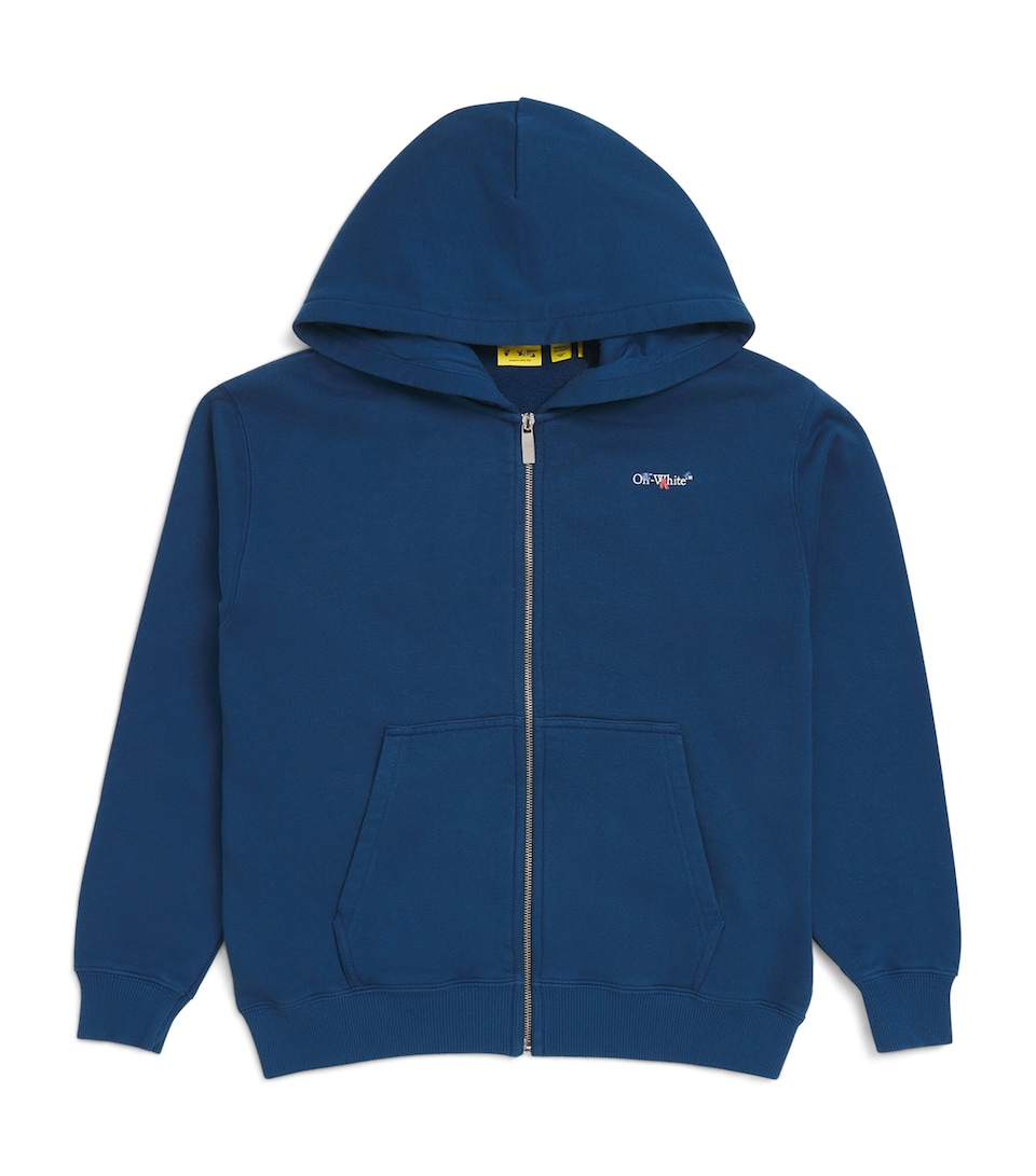 Off-White Kids Cotton Paint Splash Logo Hoodie (12-16 Years) Estate Blue T