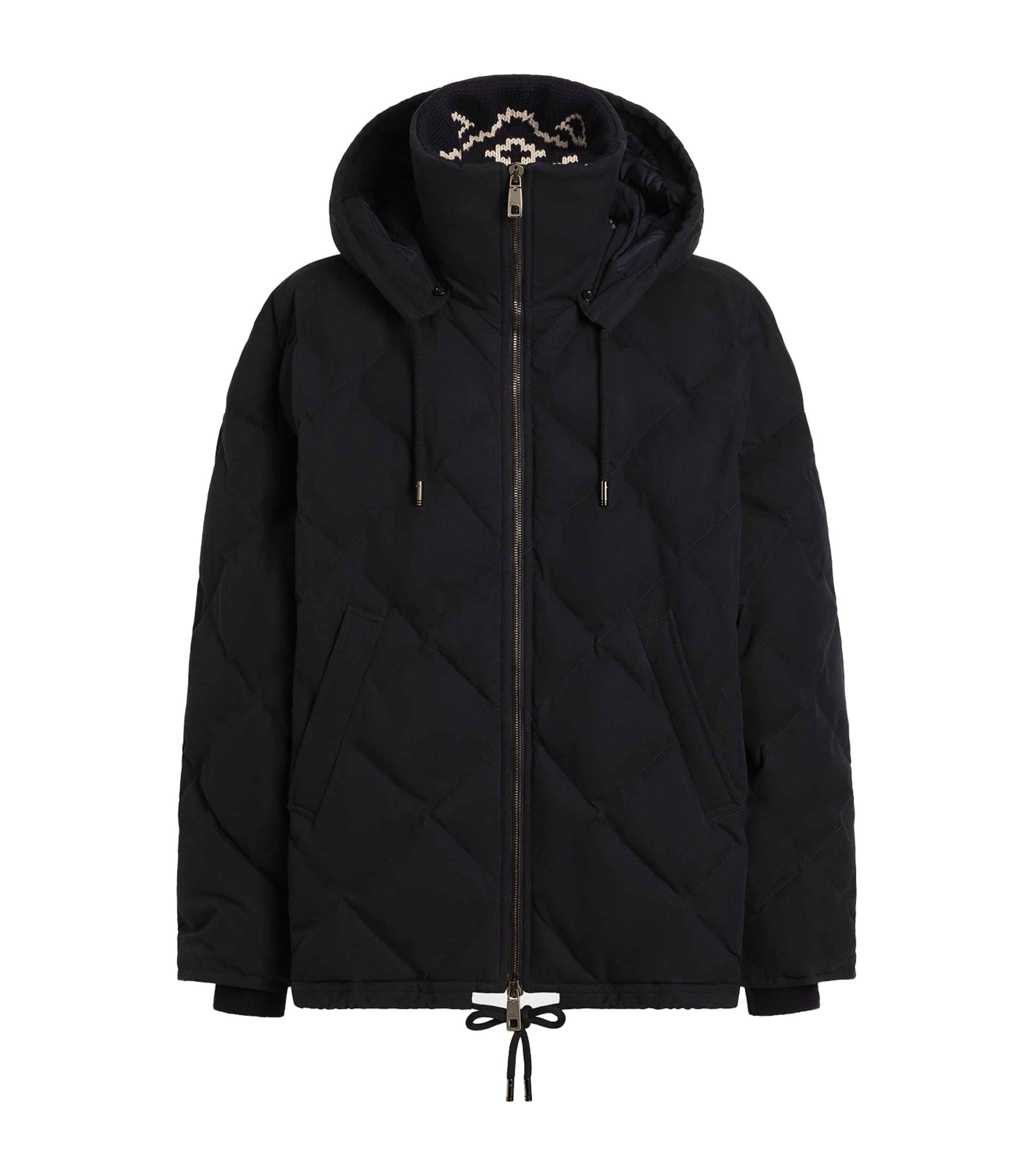 Dolce&Gabbana Mens Quilted Hooded Jacket Very Dark Blue