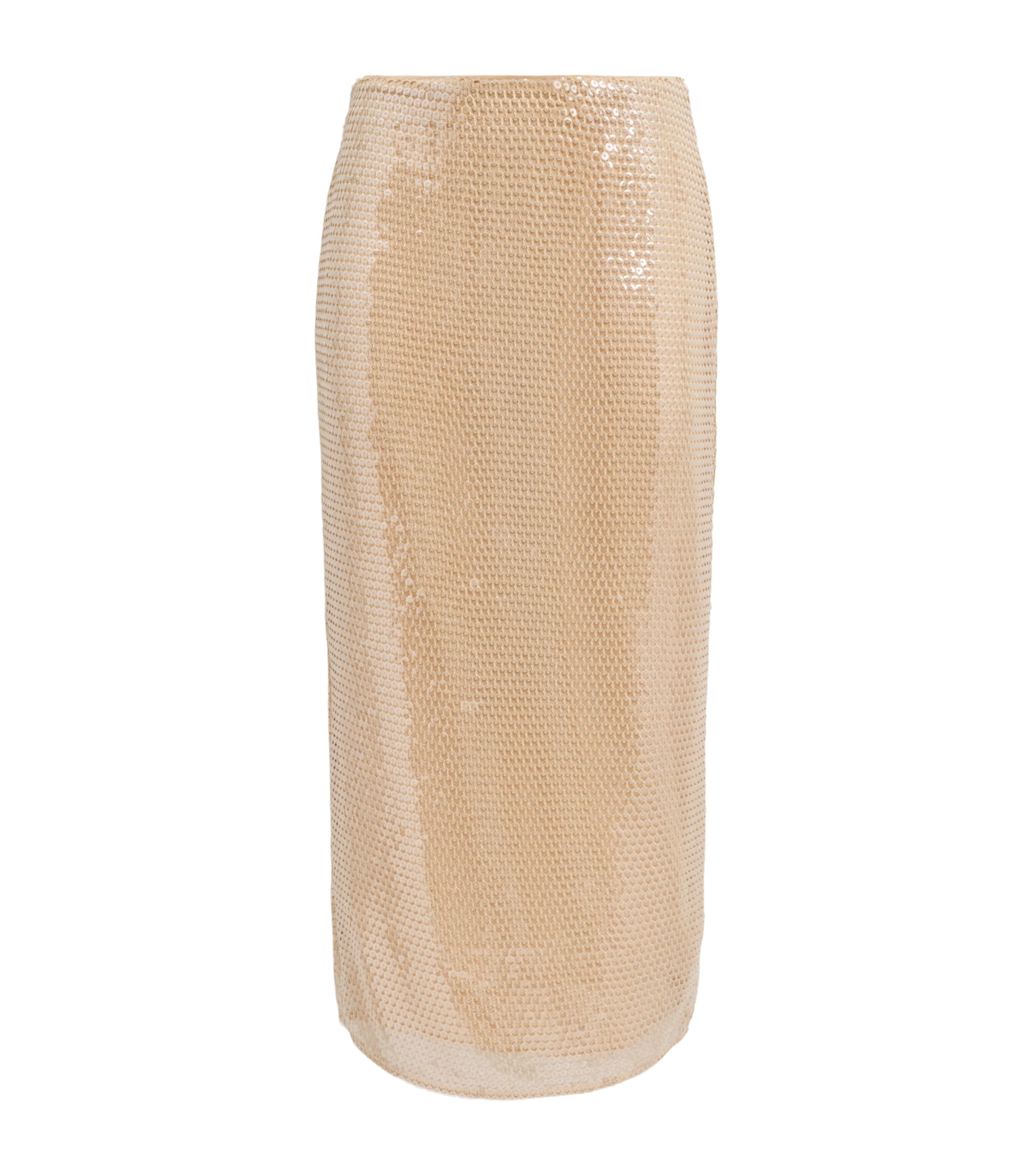 Toccin Womens Sequinned Leilani Midi Pencil Skirt Sand Dune