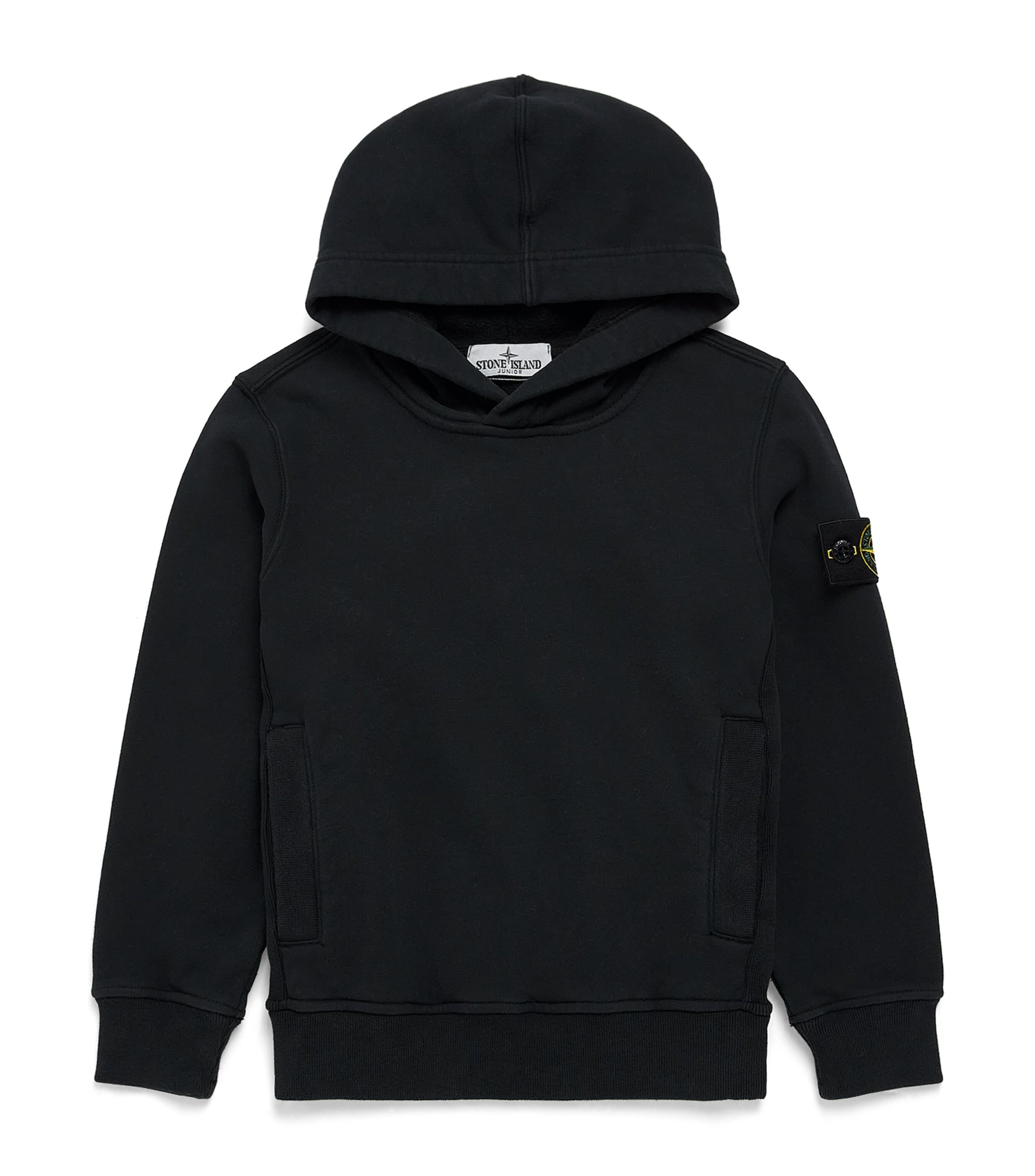 Stone Island Junior Cotton Compass Patch Hoodie (2-14 Years) Black