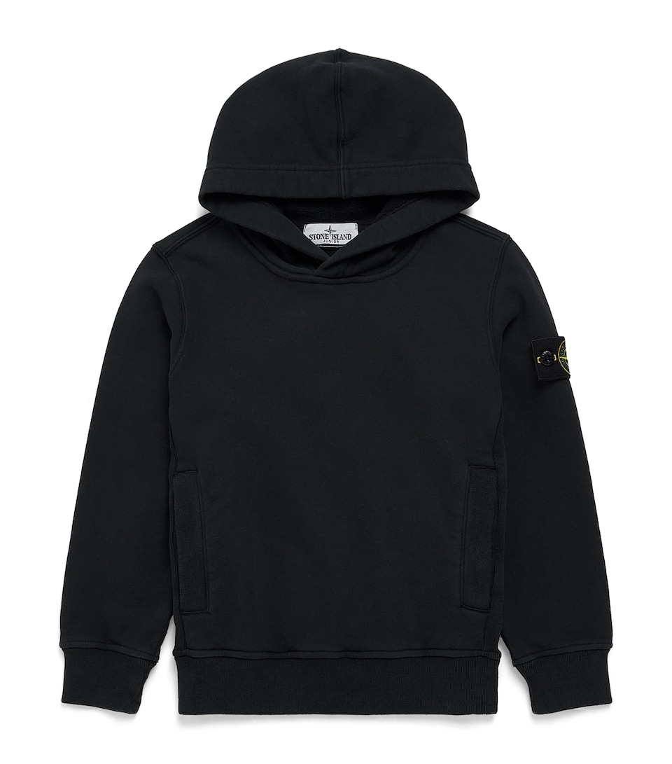 Stone Island Junior Cotton Compass Patch Hoodie (2-14 Years) Black