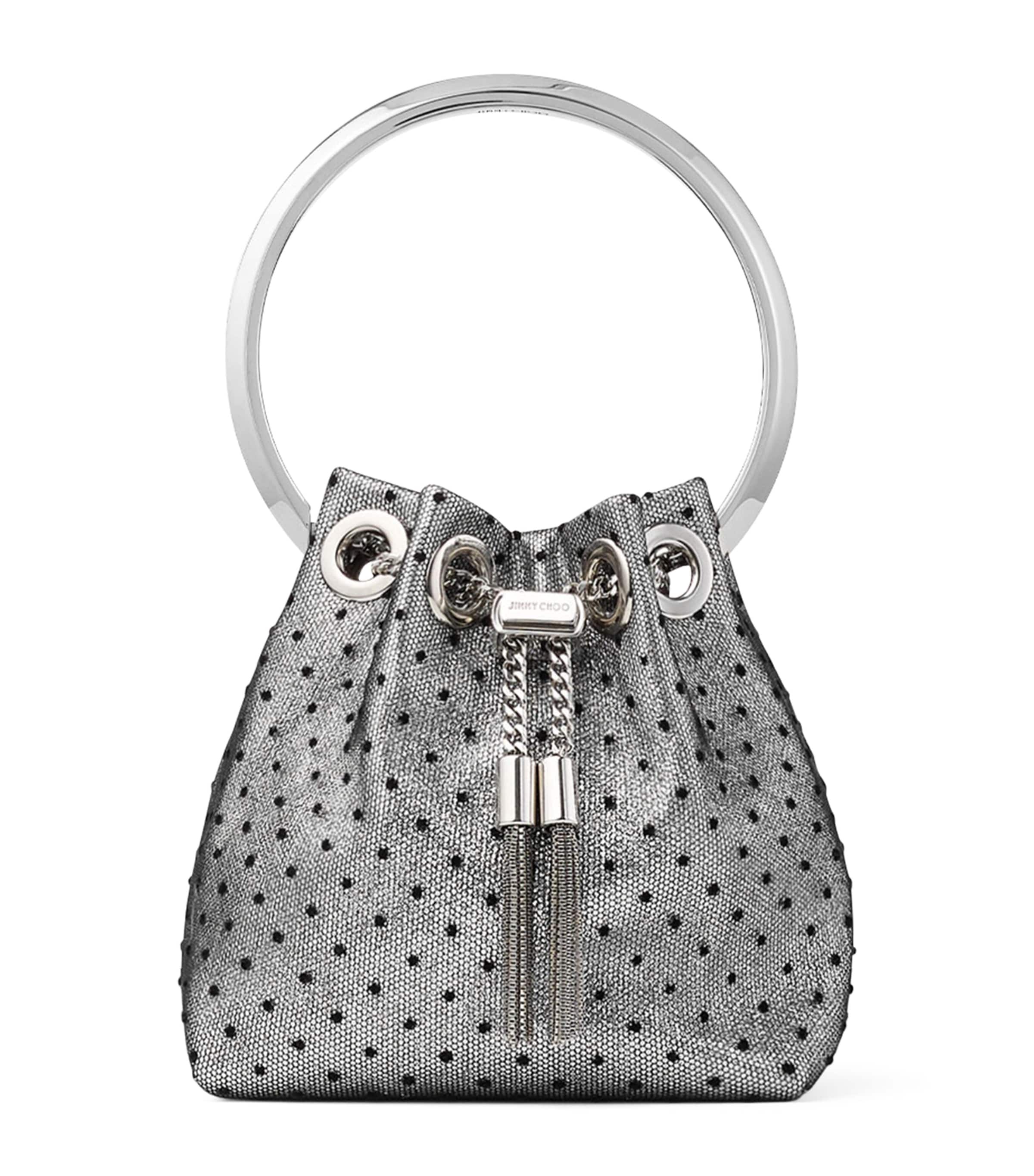 Jimmy Choo Micro Glitter Bon Bon Top-Handle Bag Silver/black/silve