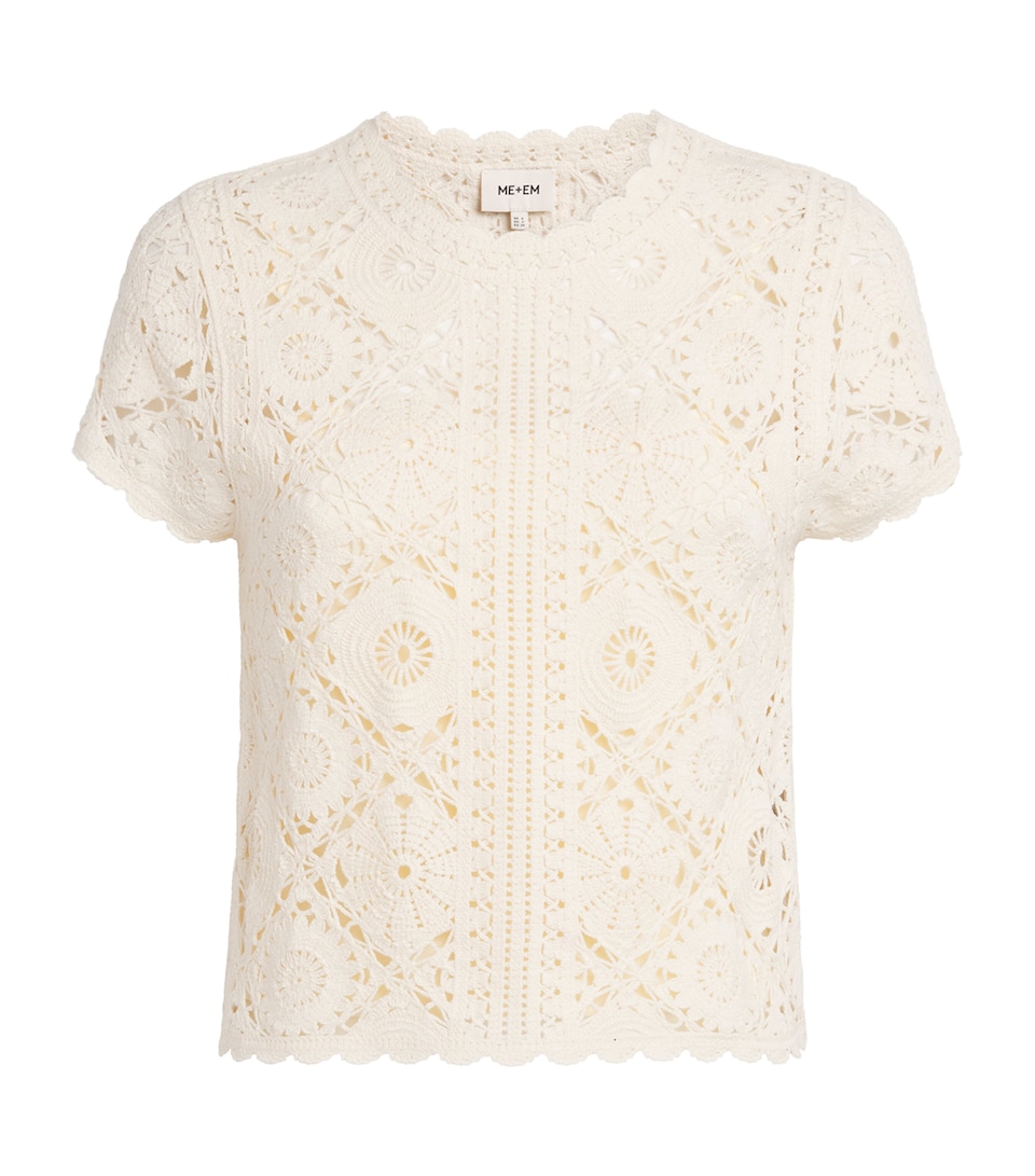 ME+EM Womens Crochet 2-In-1 Baby T-Shirt Cream