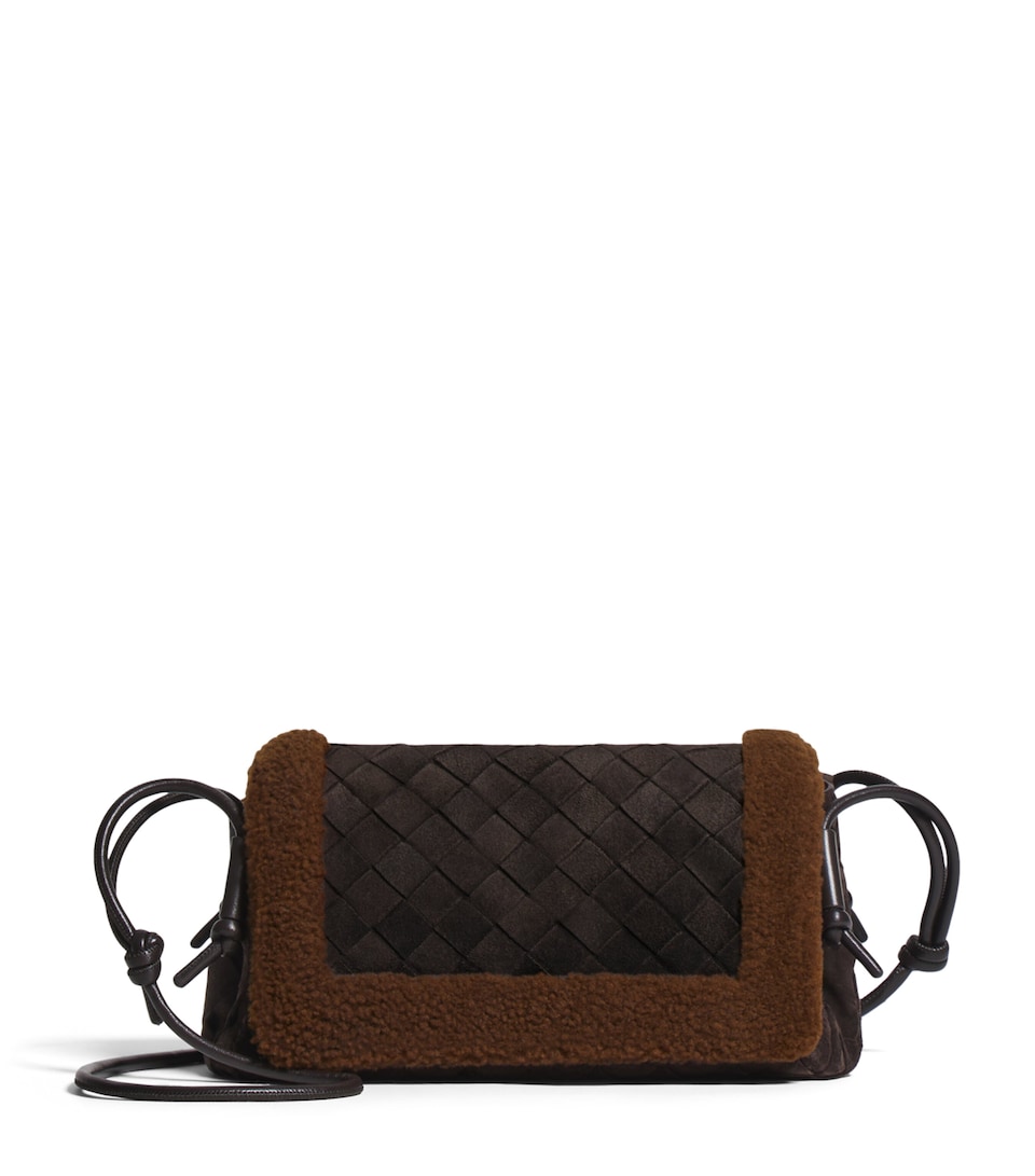Bottega Veneta Shearling Notturno Flap Cross-Body Bag