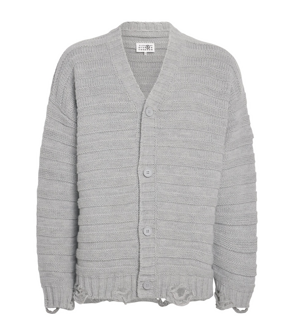 Wool-Blend Distressed Cardigan
