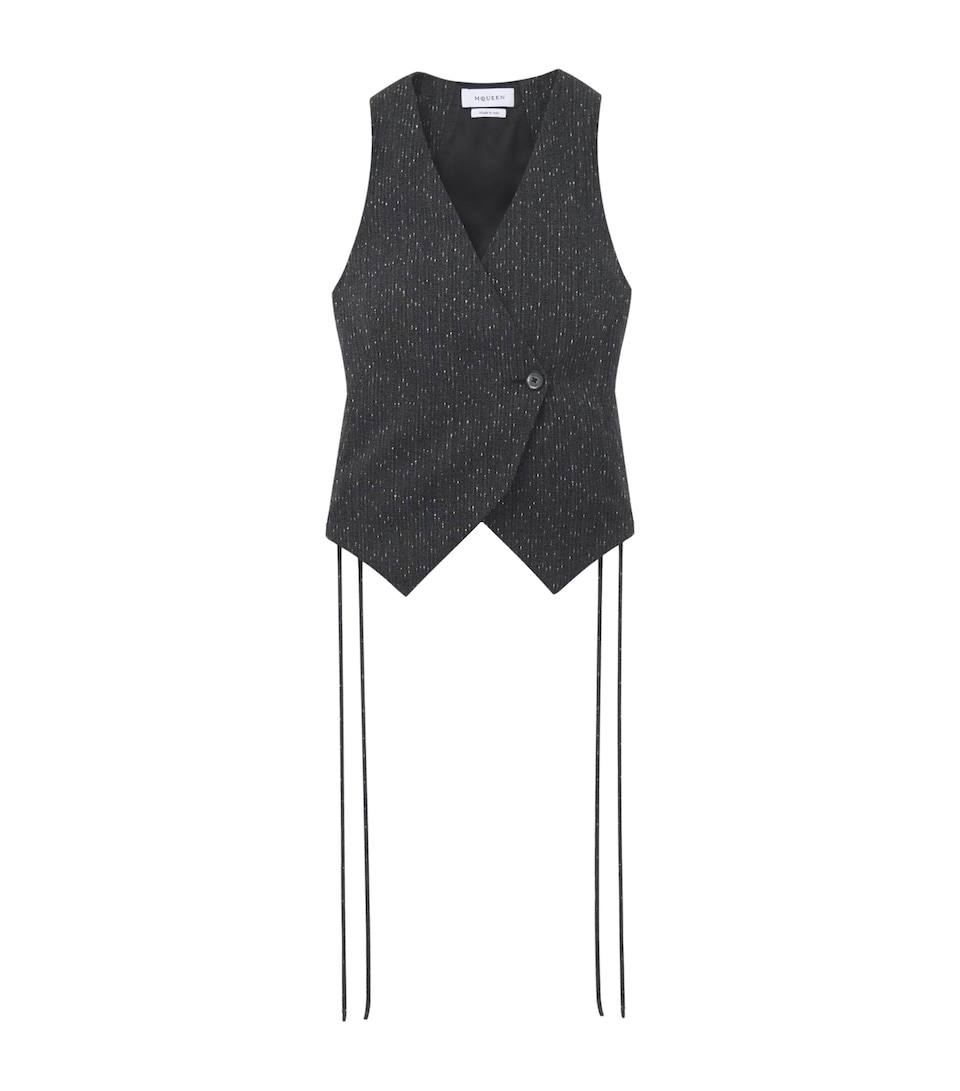 McQueen Womens Wool Pinstripe Corset Waistcoat