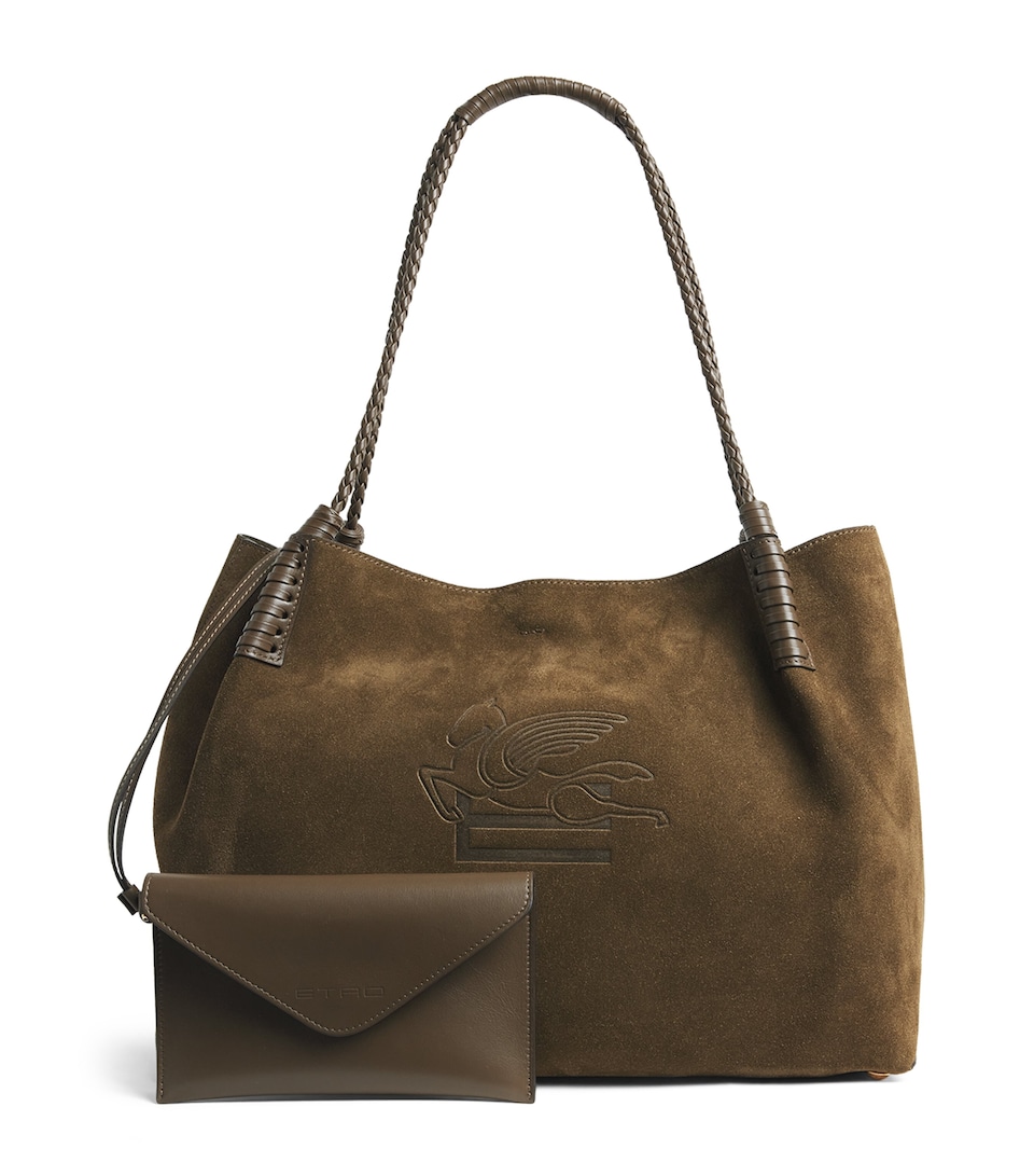 Etro Medium Suede Libra Shoulder Bag Green