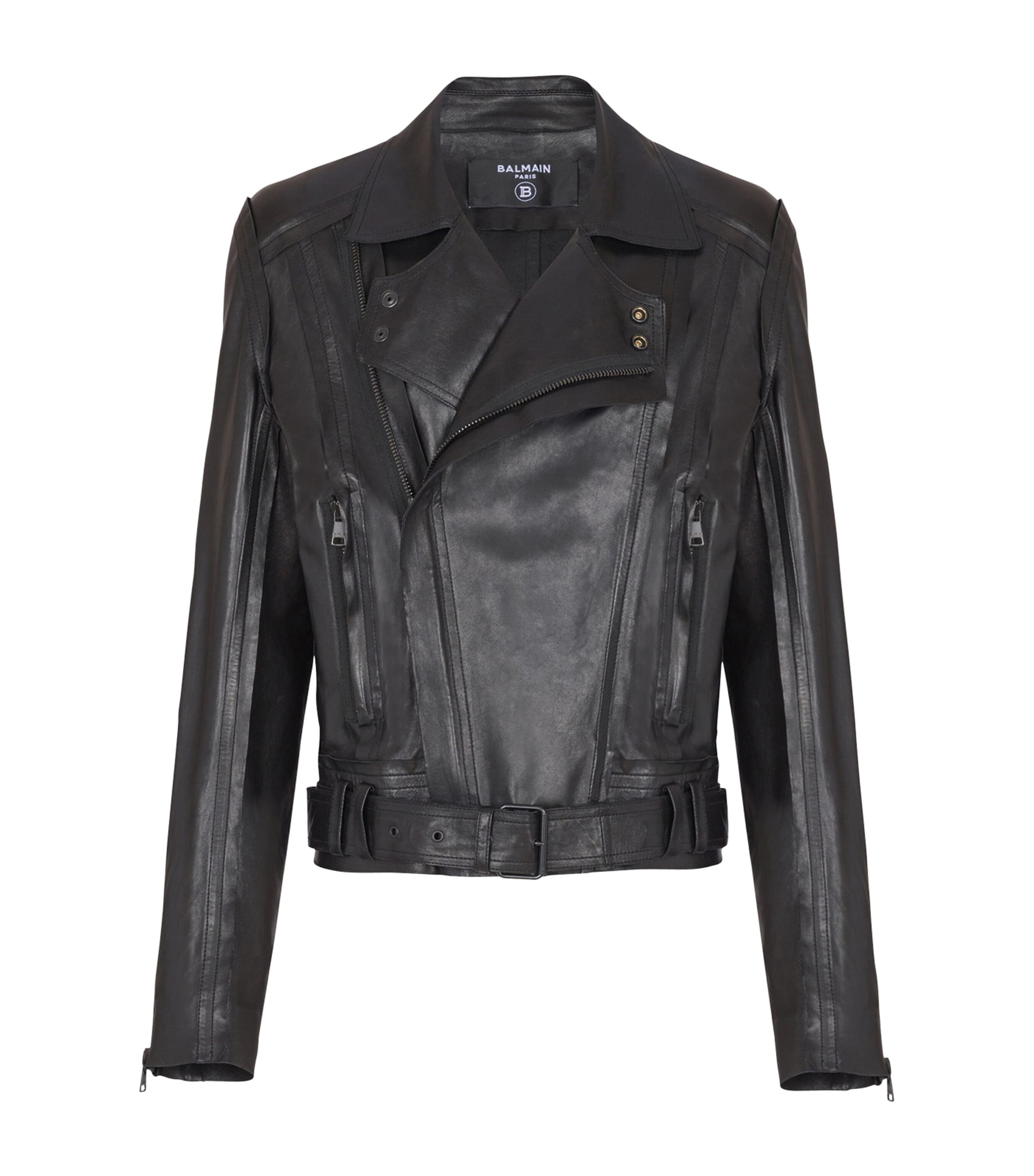Belted Leather Biker Jacket