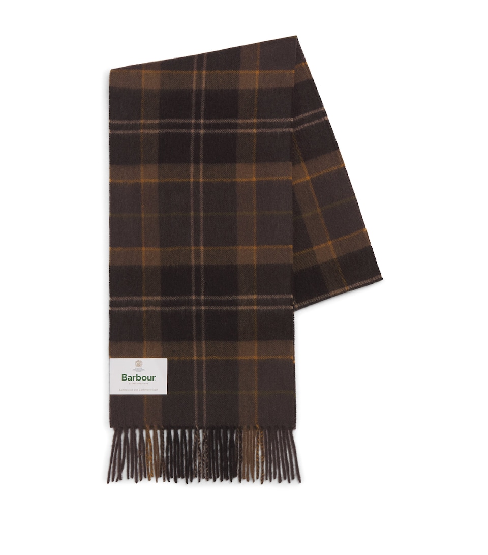 Barbour Wool-Cashmere Mineral Tartan Scarf Dried Bracken