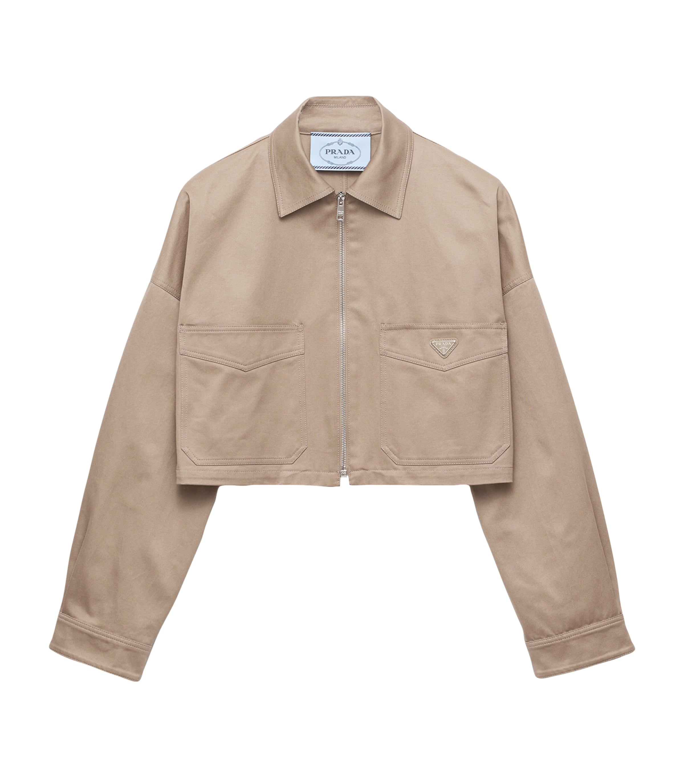 Prada Womens Cotton Cropped Blouson Jacket Grey