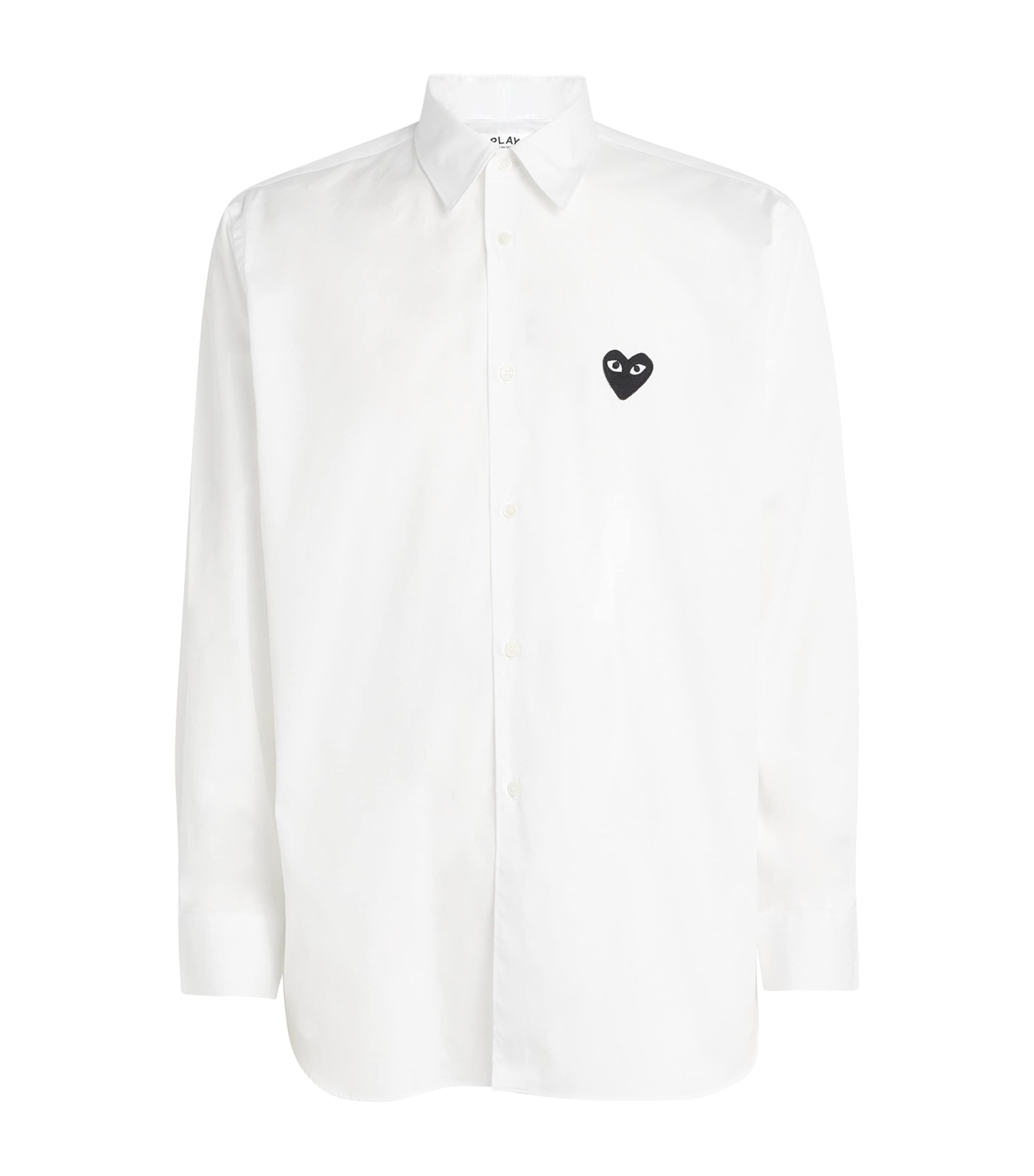 Comme Des Garçons Play Mens Long-Sleeve Heart Shirt White