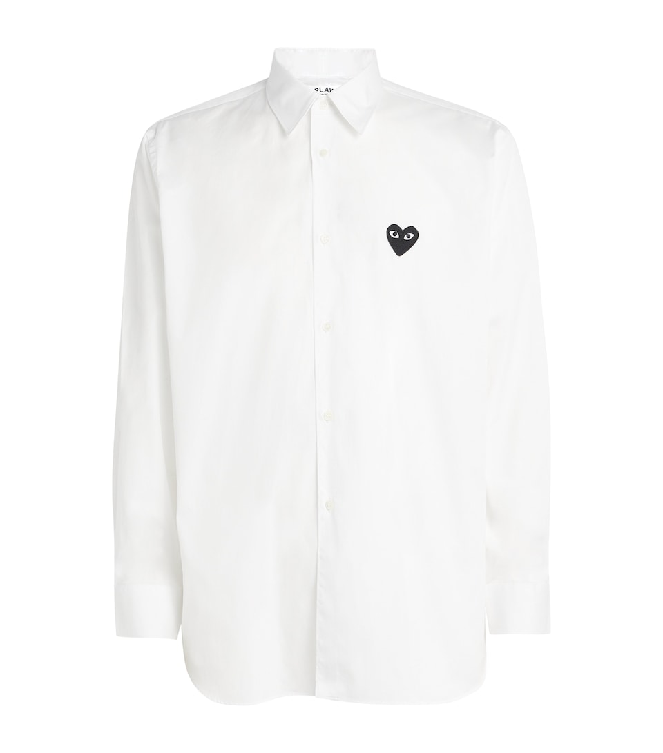 Comme Des Garçons Play Mens Long-Sleeve Heart Shirt White