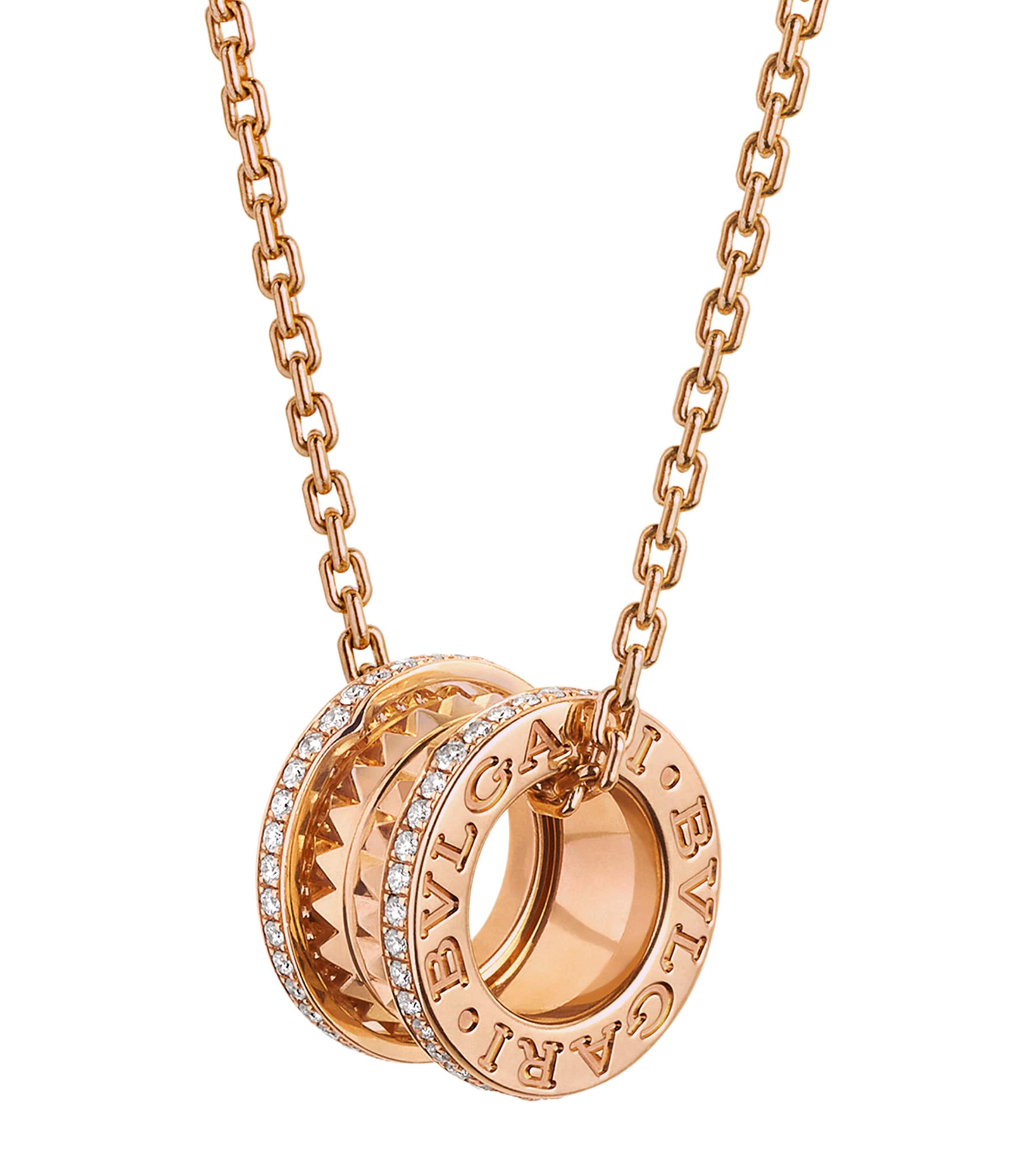 Bvlgari Rose Gold and Diamond B.zero1 Rock Pendant Necklace Pink Gold