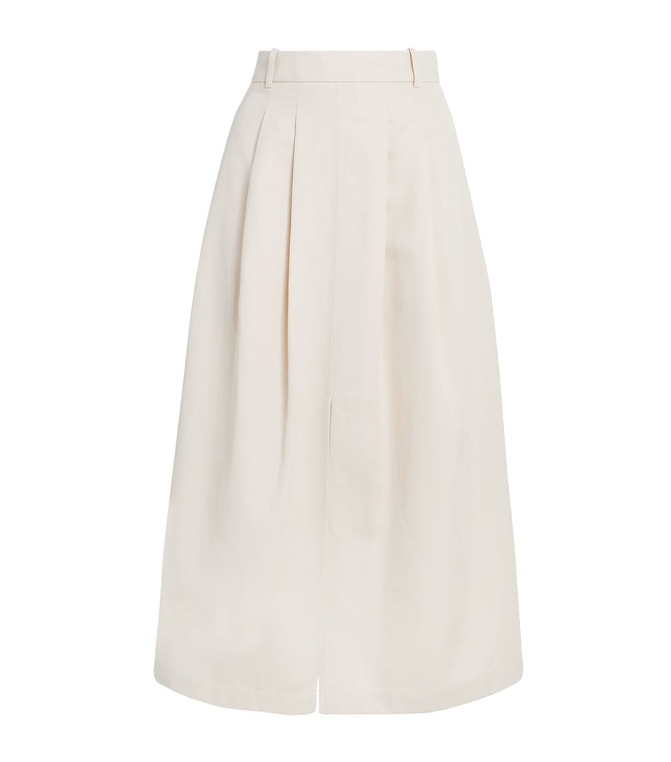 Joseph Womens Cotton-Linen Kharis Midi Skirt Wax