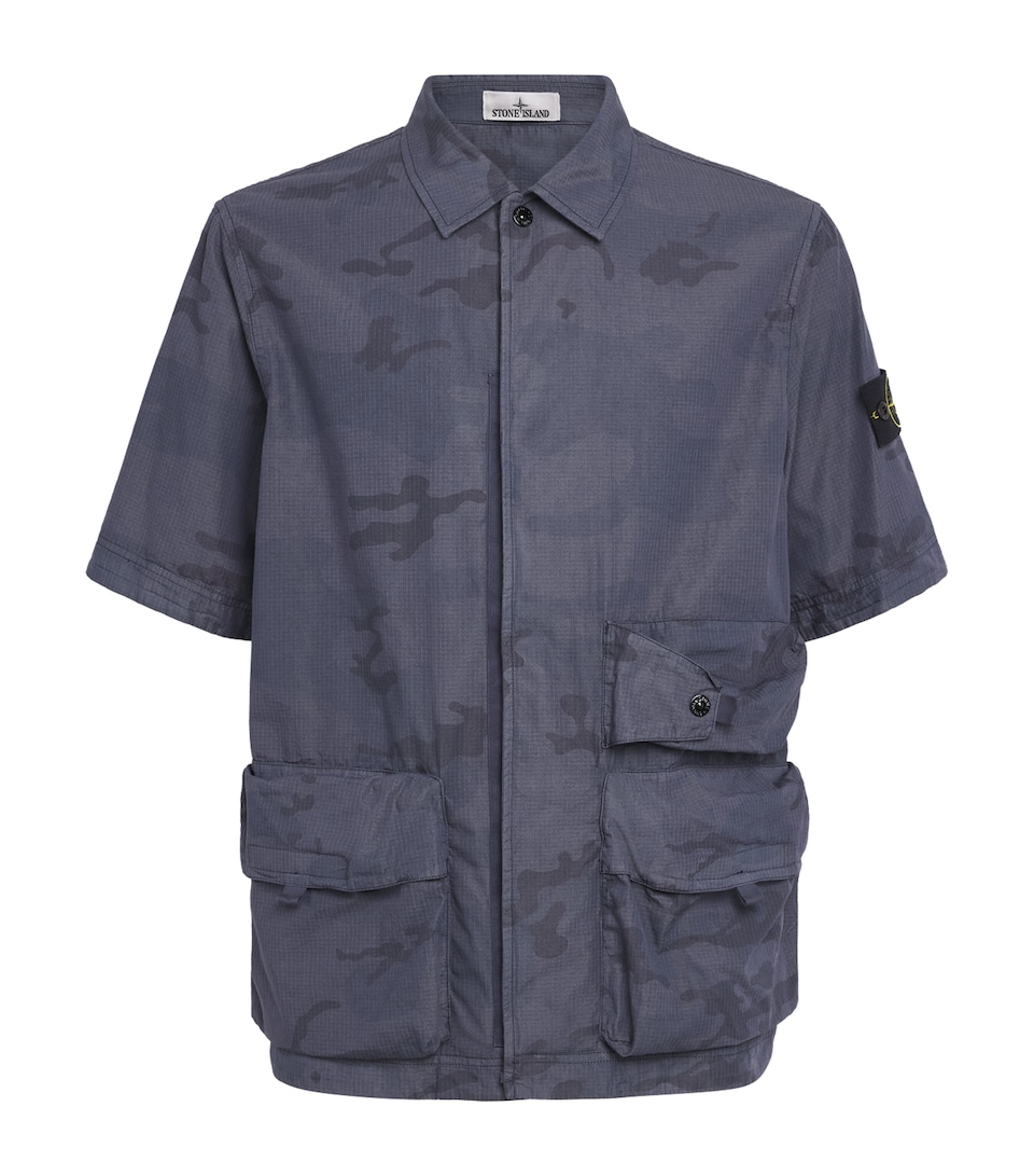 Stone Island Mens Ripstop Faded Camo Shirt