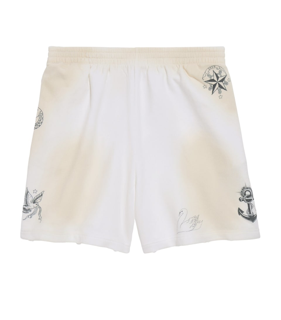 Balenciaga Mens Cotton Graphic Print Sweatshorts