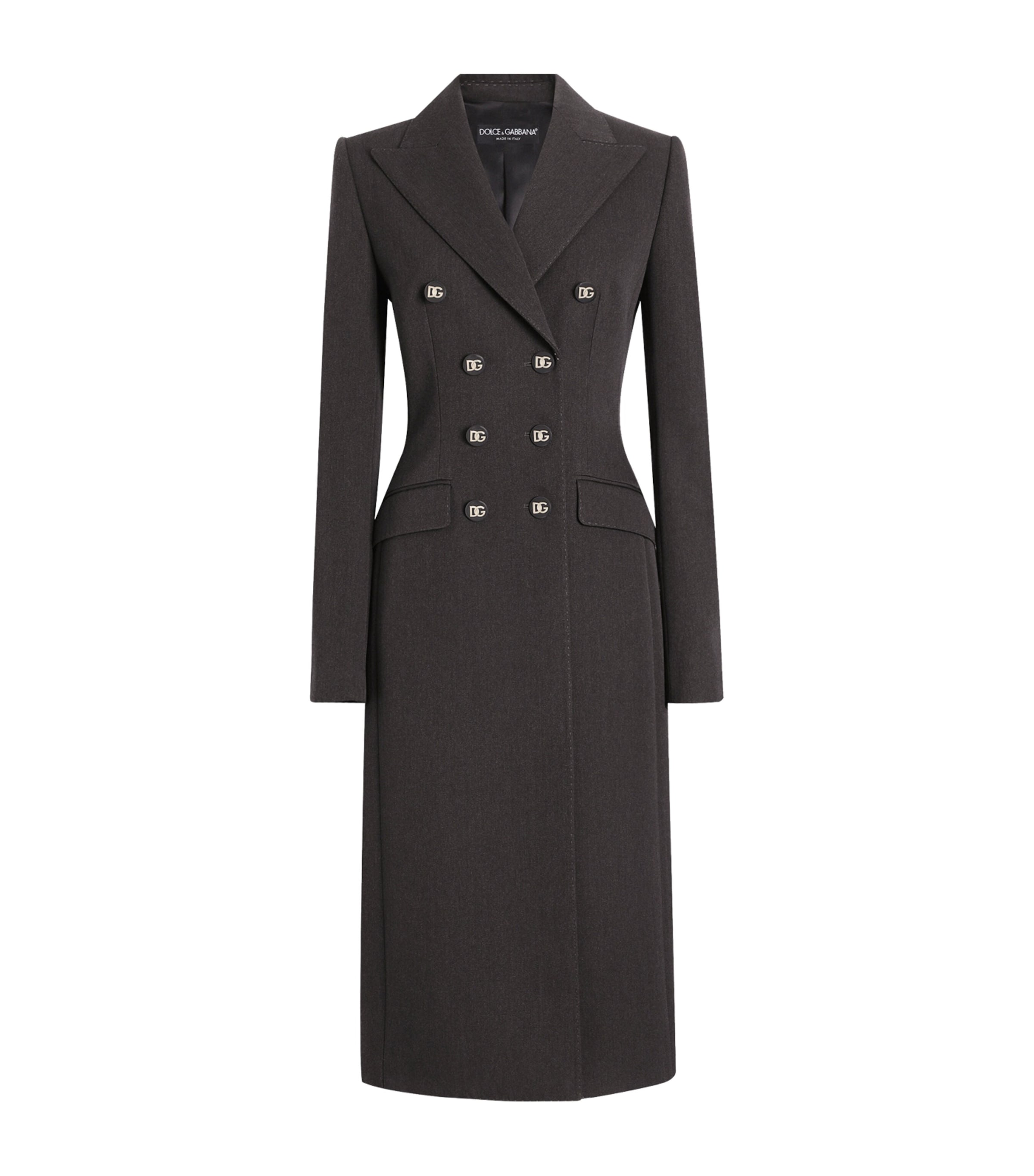 Virgin Wool Logo-Button Overcoat