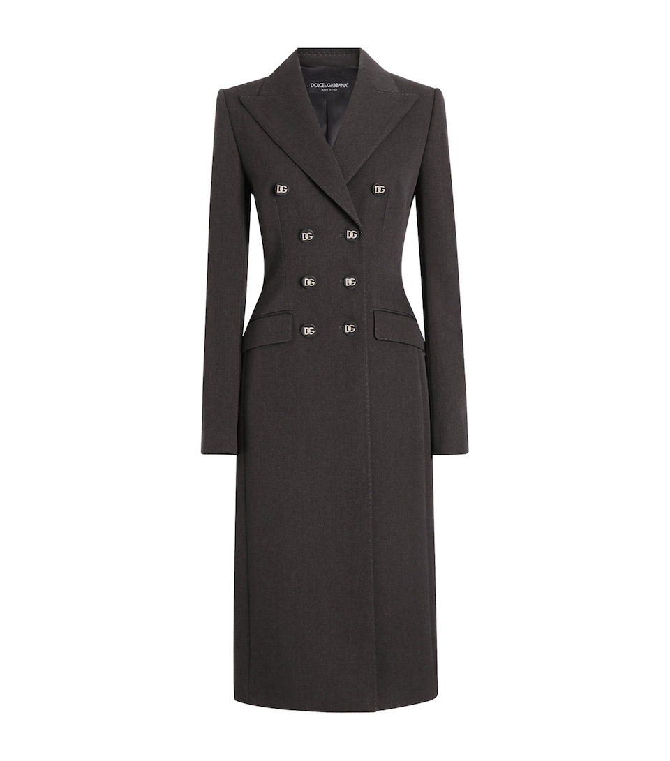 Virgin Wool Logo-Button Overcoat