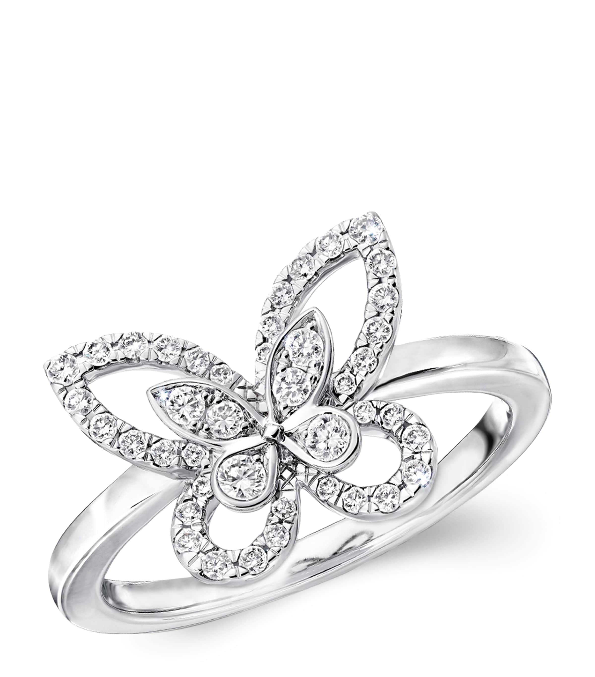 Graff White Gold and Diamond Mini Butterfly Ring White Gold