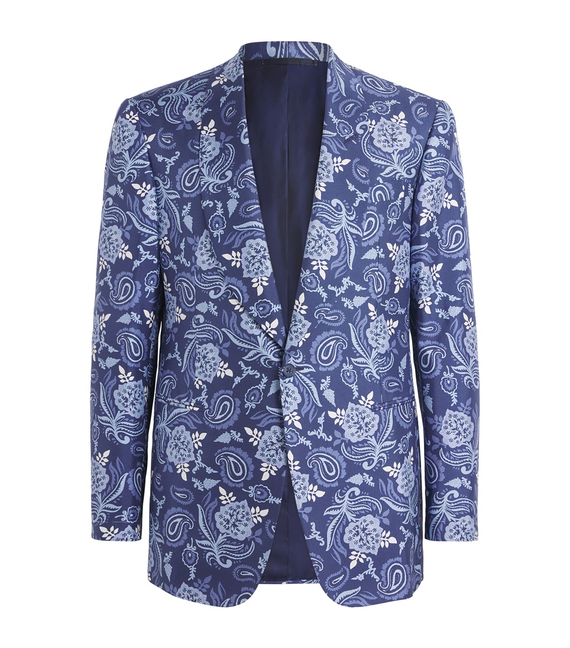 Ralph Lauren Purple Label Mens Silk Paisley Kent Blazer Navy Tonal