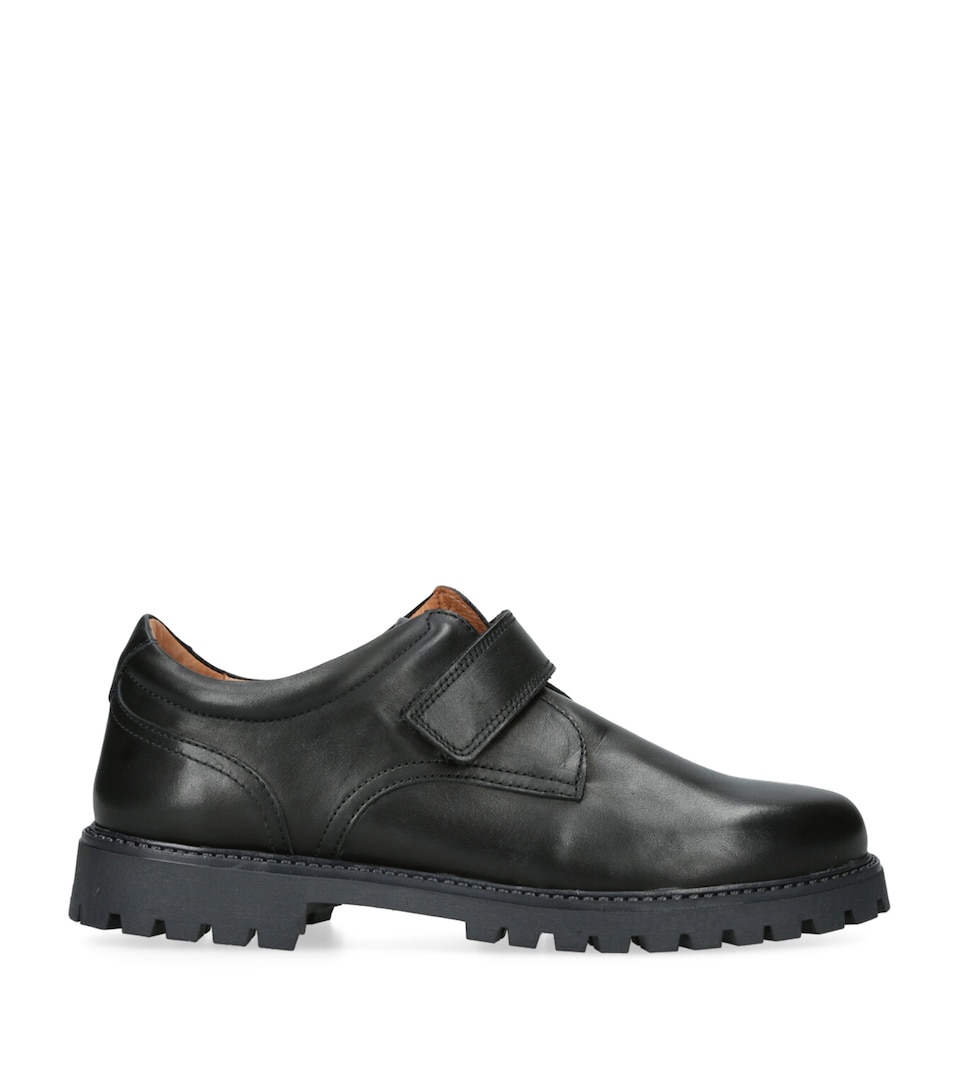 papouelli Leather Harry School Shoes Black