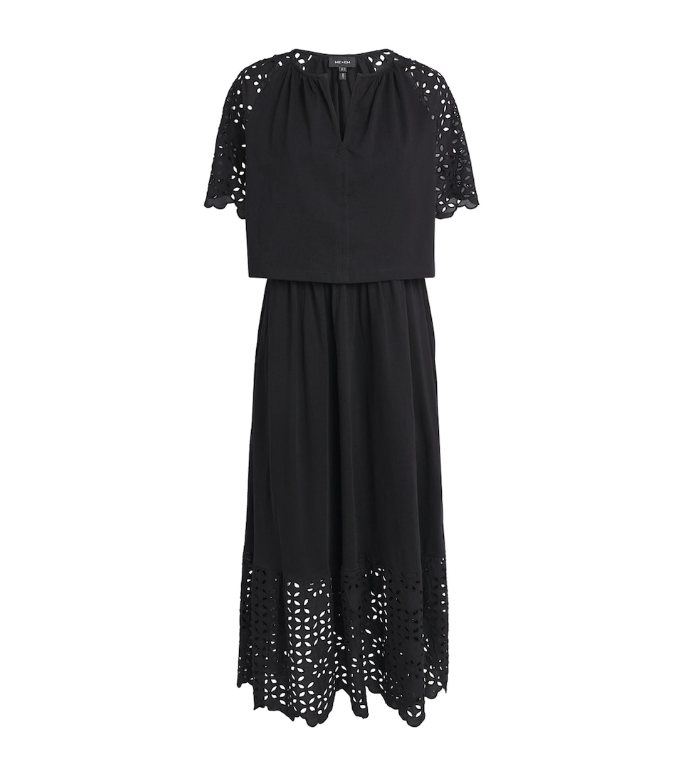 ME+EM Womens Broderie Anglaise 2-in-1 Maxi Dress Black