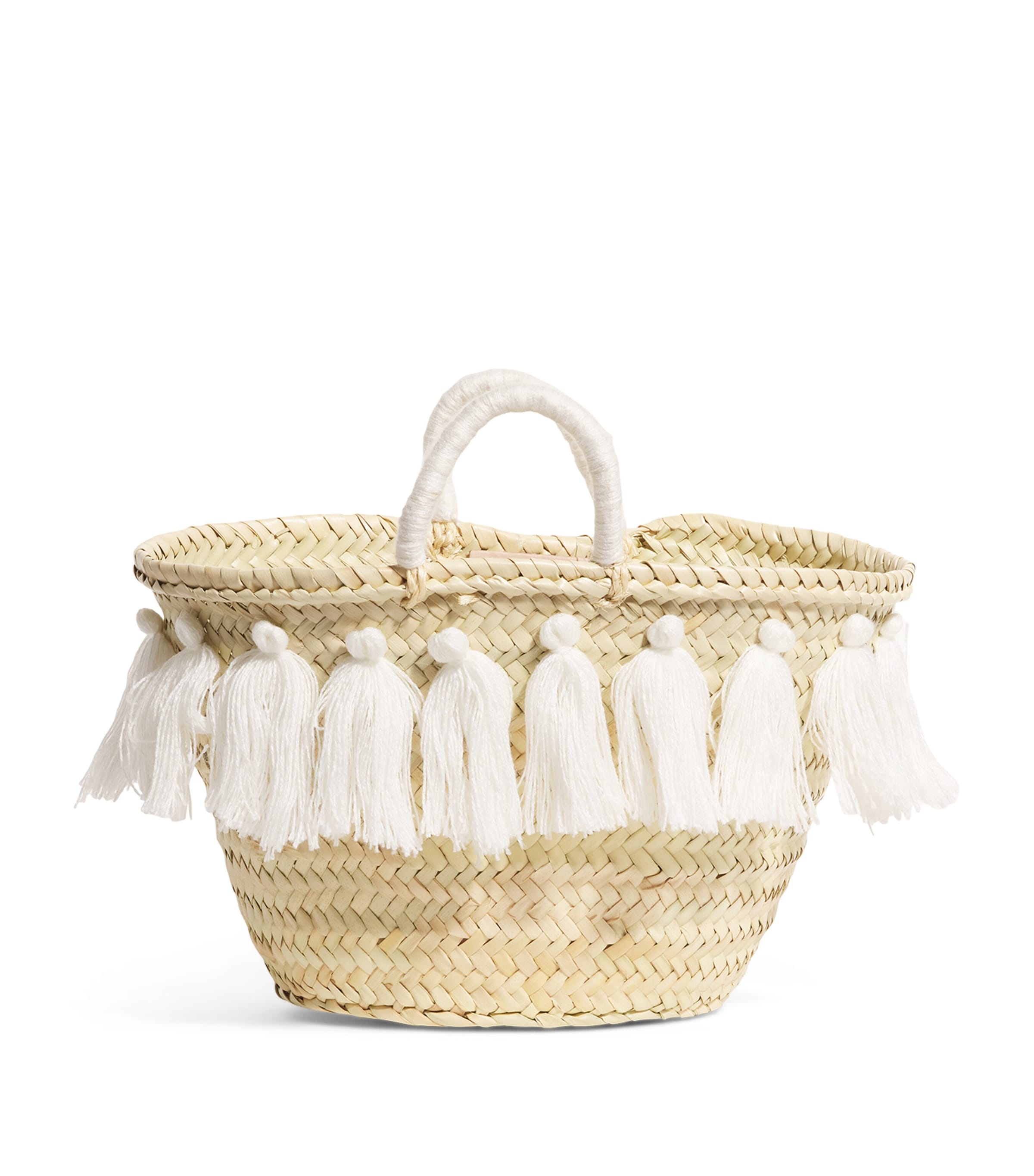 BONITA Medium Tassle Basket Bag White