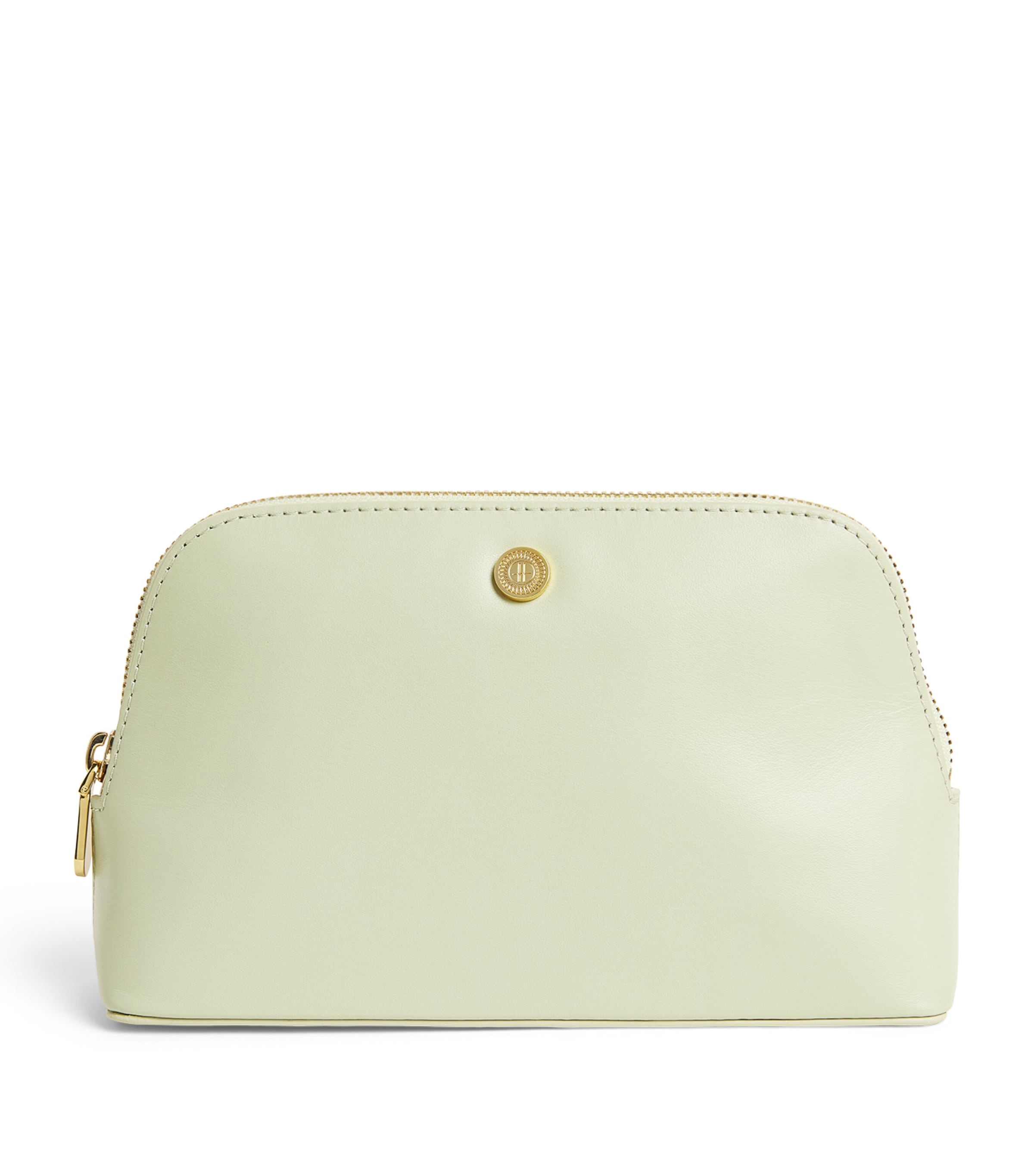 Harrods Small Leather Cosmetic Bag Green