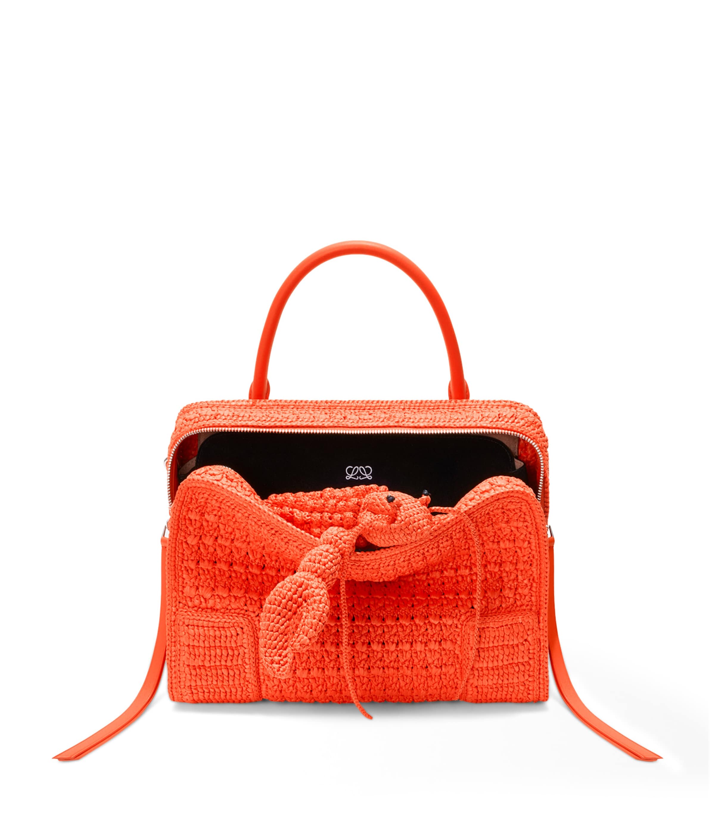 LOEWE x Cosima Von Bonin Medium Crochet Amazona 180 Lazy Crab Top-Handle Bag Vivid Orange