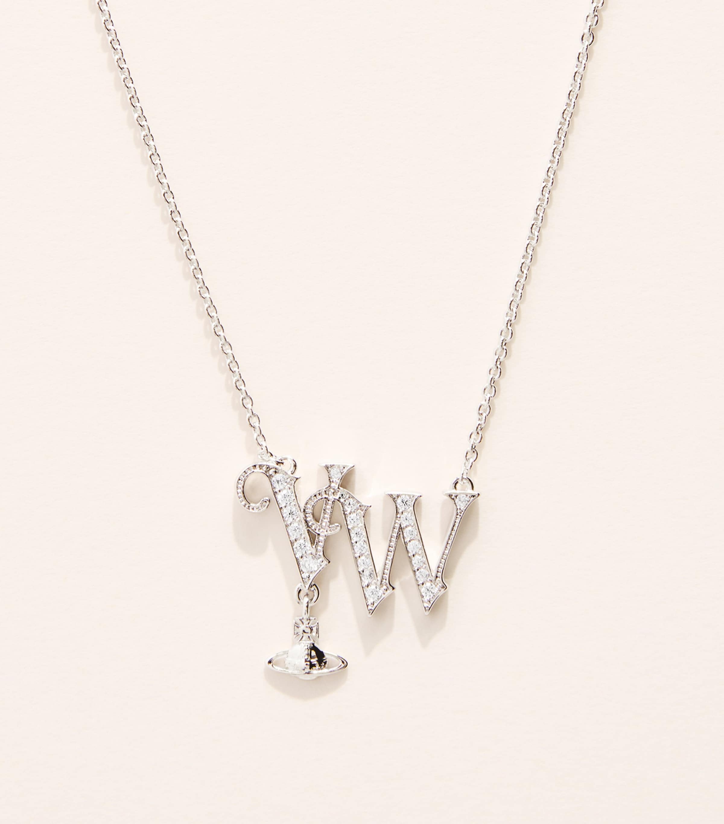 Vivienne Westwood Crystal-Embellished VW Pendant Necklace Cz